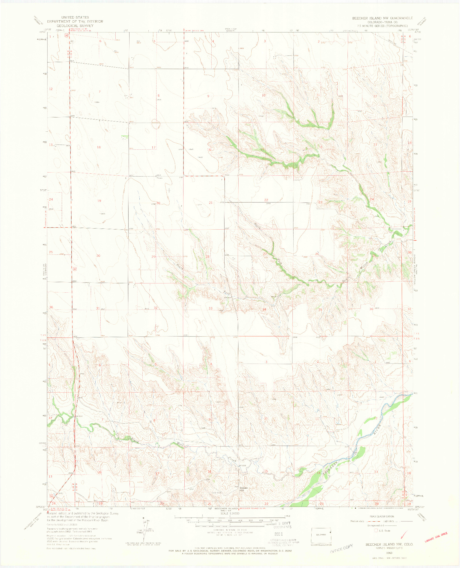 USGS 1:24000-SCALE QUADRANGLE FOR BEECHER ISLAND NW, CO 1963