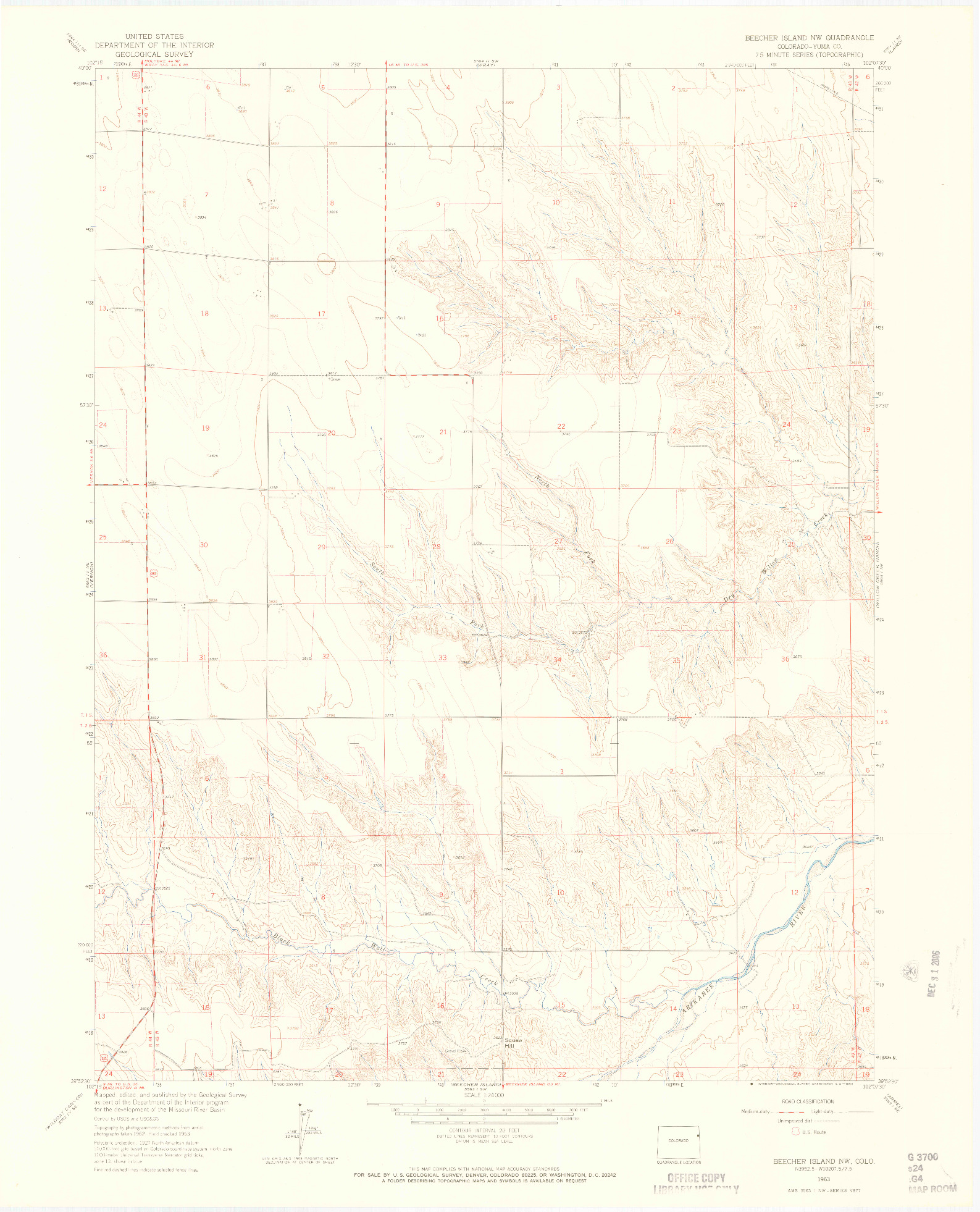 USGS 1:24000-SCALE QUADRANGLE FOR BEECHER ISLAND NW, CO 1963