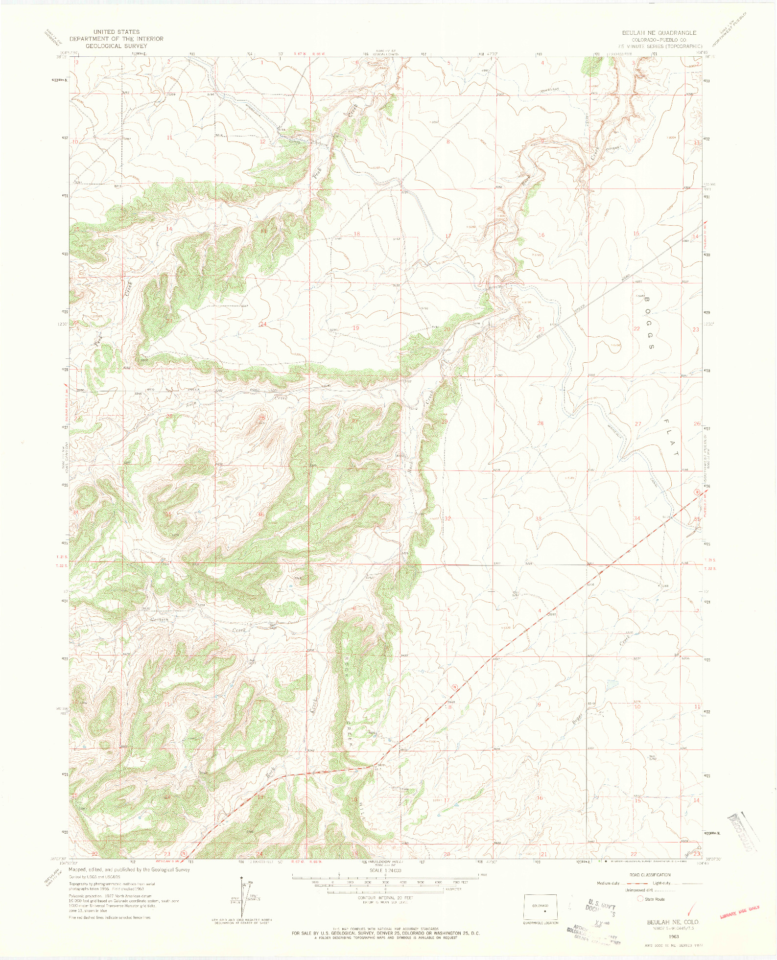 USGS 1:24000-SCALE QUADRANGLE FOR BEULAH NE, CO 1963