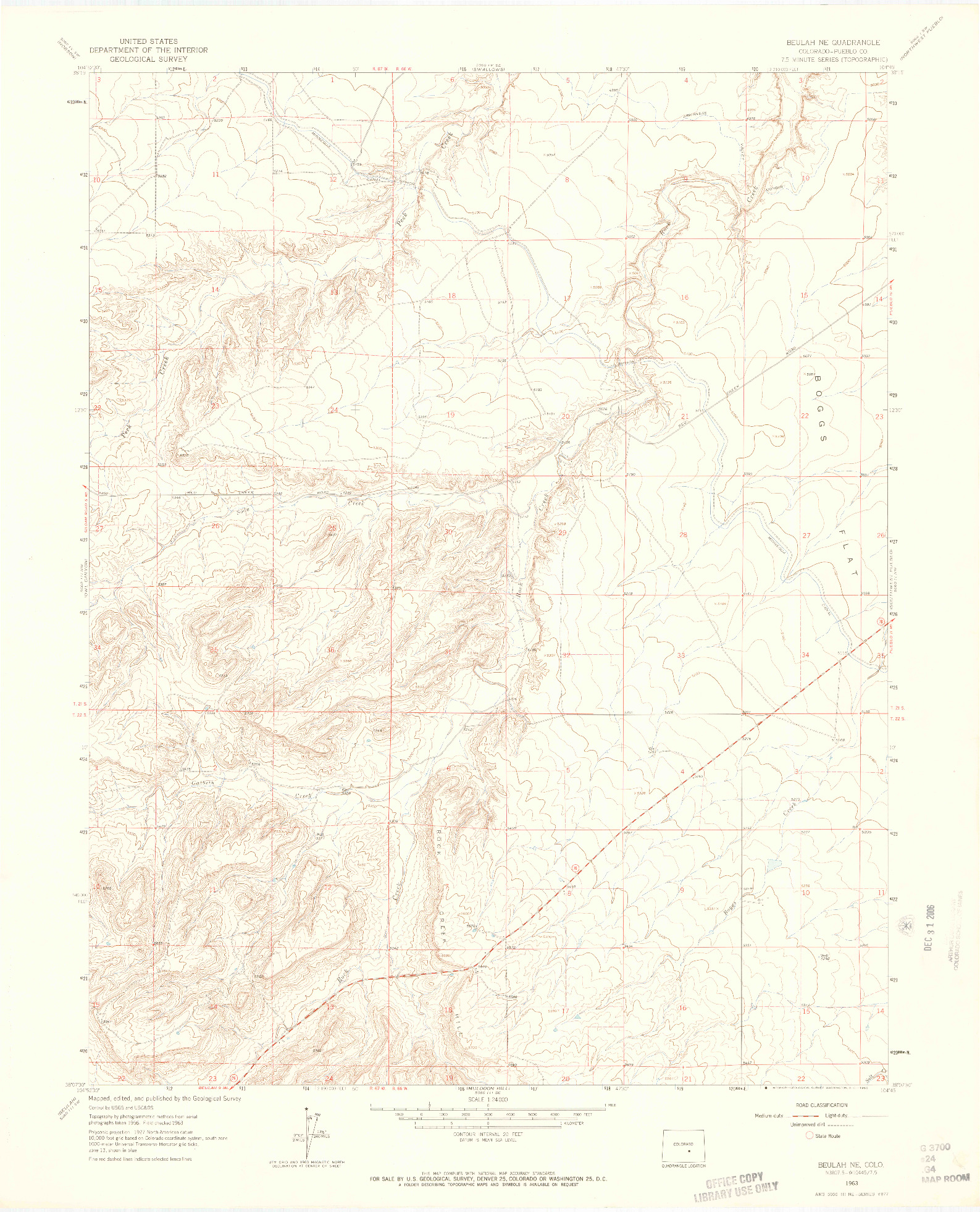 USGS 1:24000-SCALE QUADRANGLE FOR BEULAH NE, CO 1963