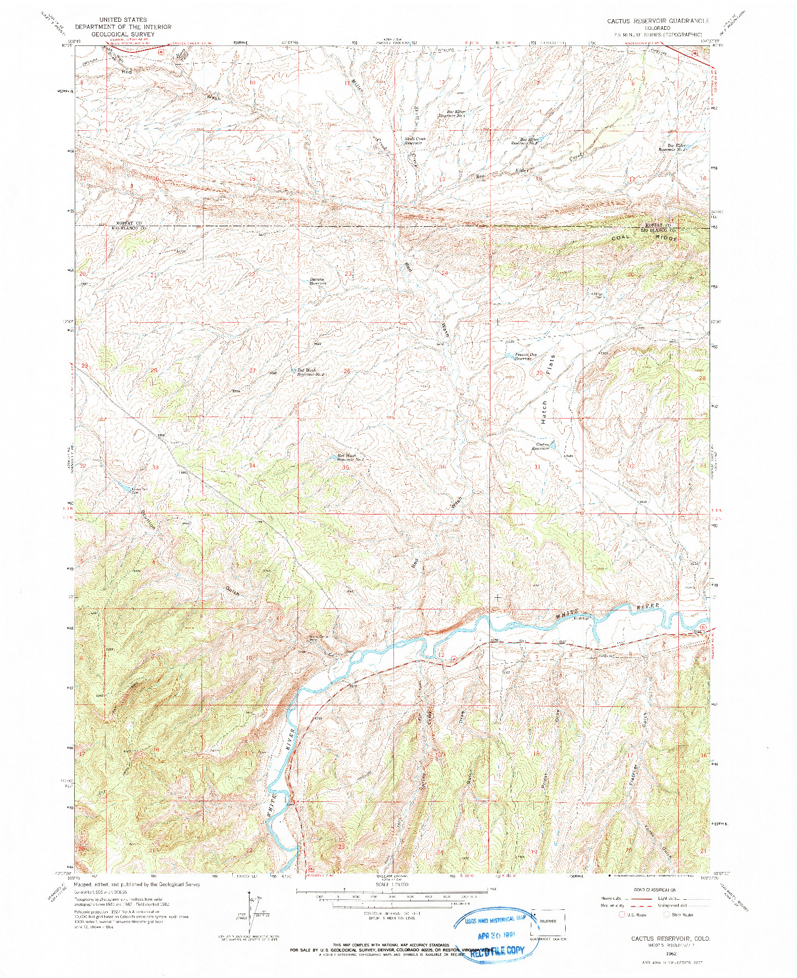 USGS 1:24000-SCALE QUADRANGLE FOR CACTUS RESERVOIR, CO 1962