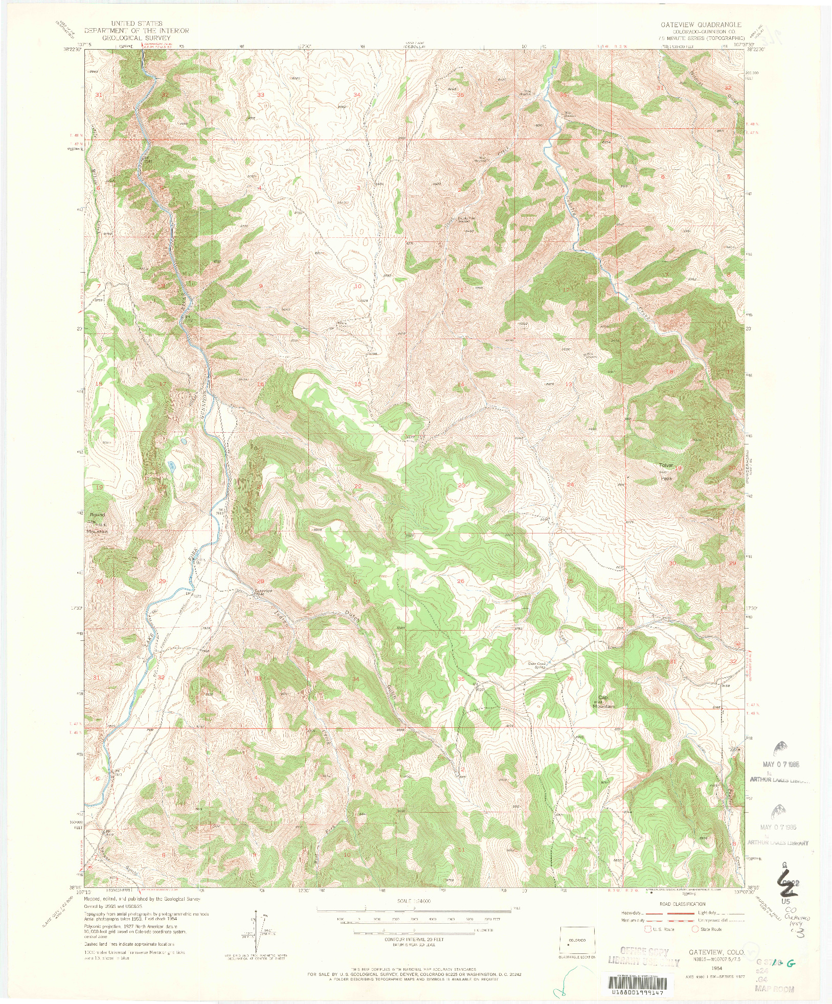 USGS 1:24000-SCALE QUADRANGLE FOR GATEVIEW, CO 1954
