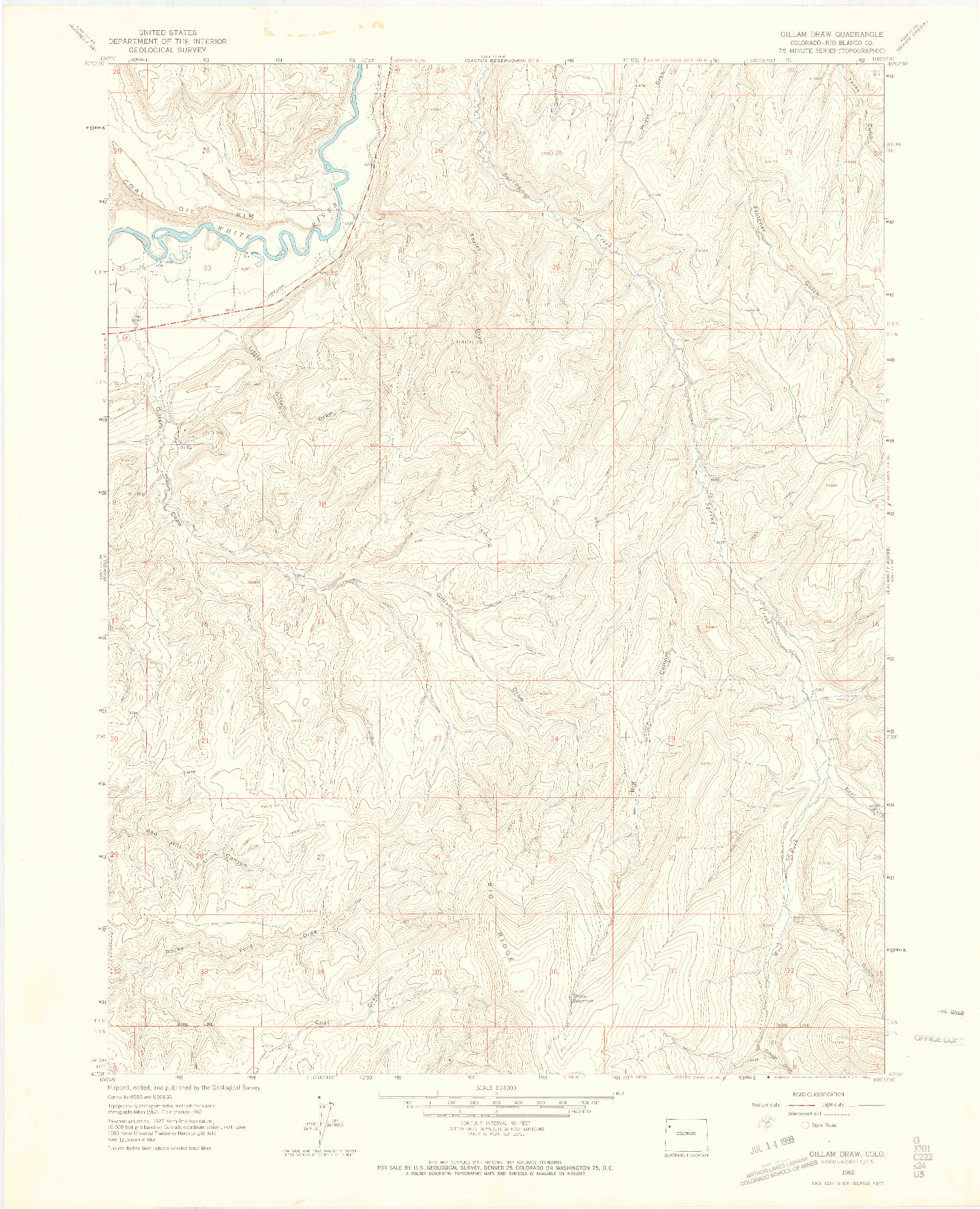 USGS 1:24000-SCALE QUADRANGLE FOR GILLAM DRAW, CO 1962