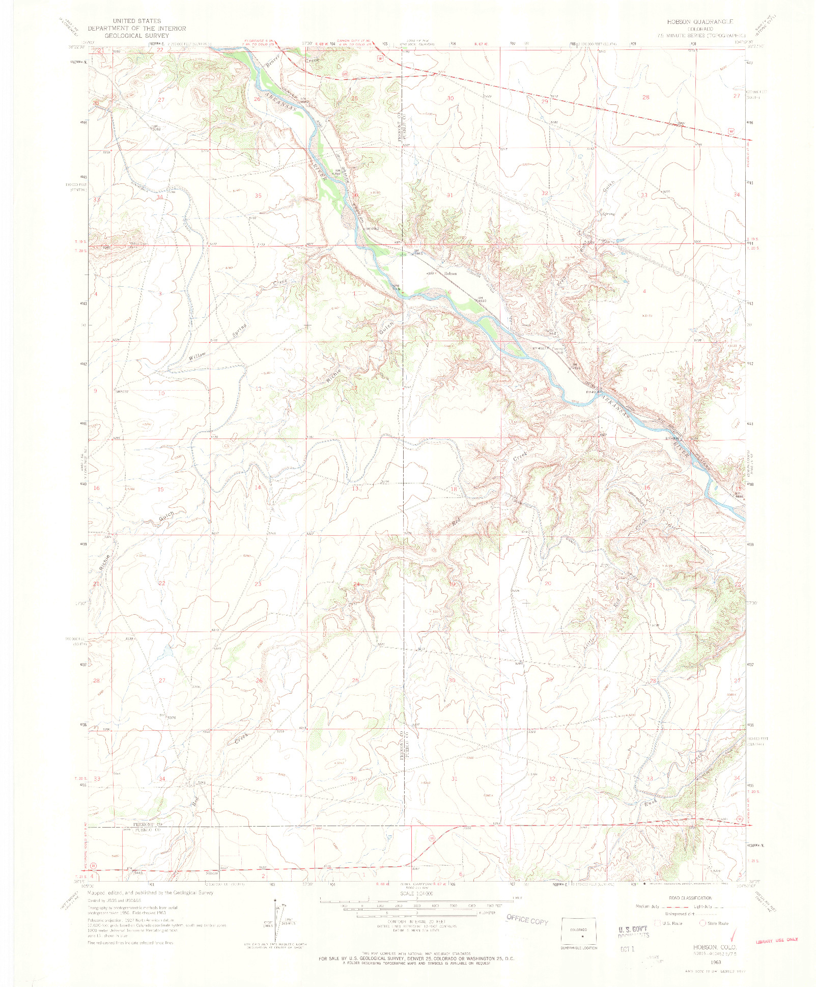 USGS 1:24000-SCALE QUADRANGLE FOR HOBSON, CO 1963