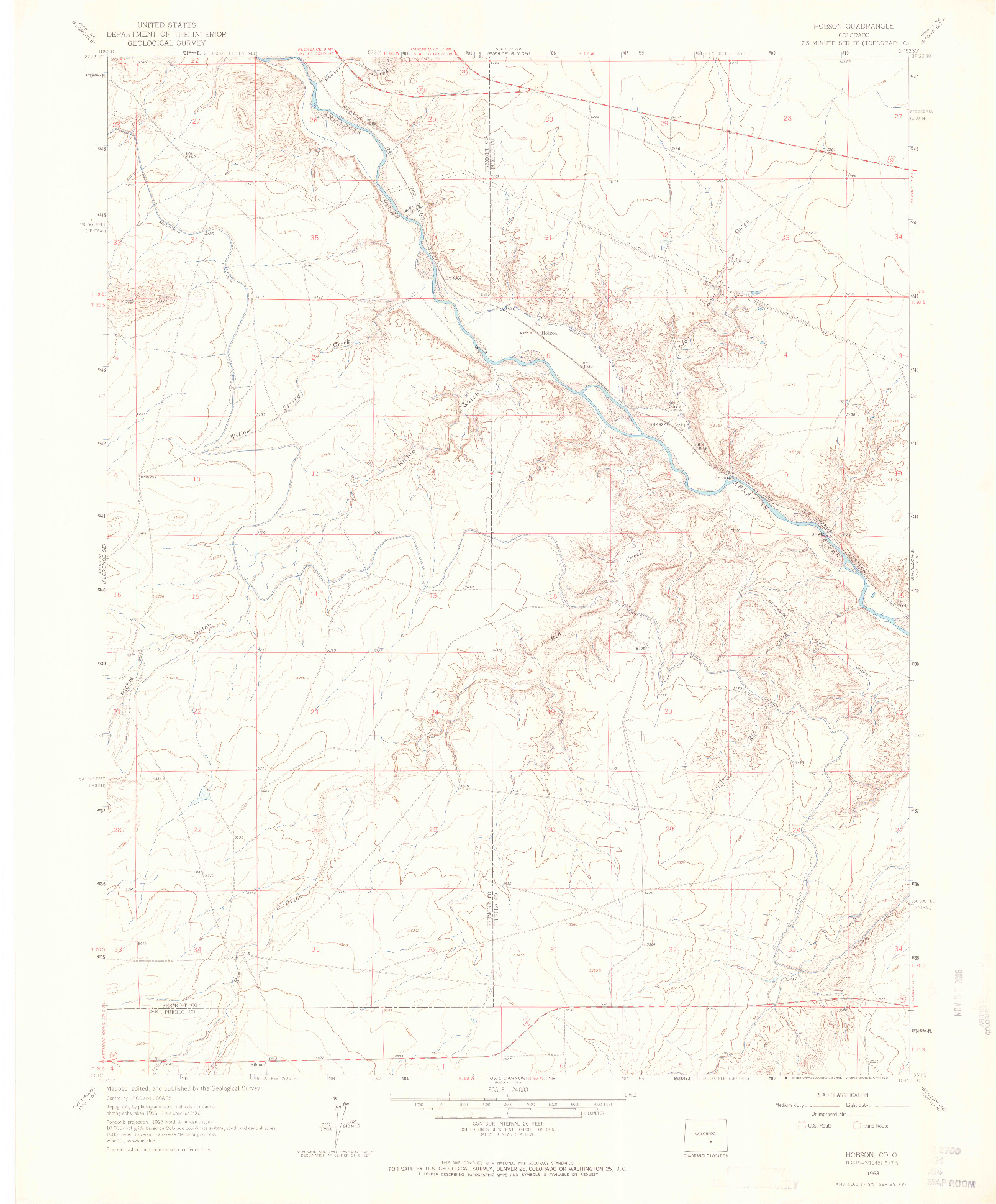 USGS 1:24000-SCALE QUADRANGLE FOR HOBSON, CO 1963