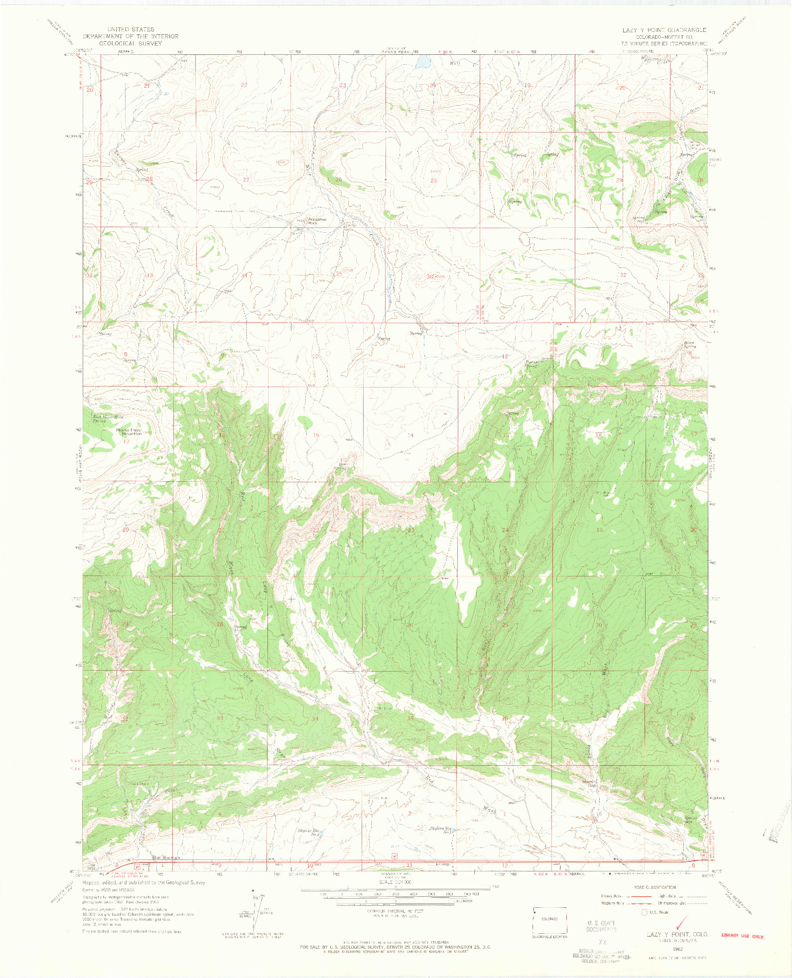 USGS 1:24000-SCALE QUADRANGLE FOR LAZY Y POINT, CO 1962