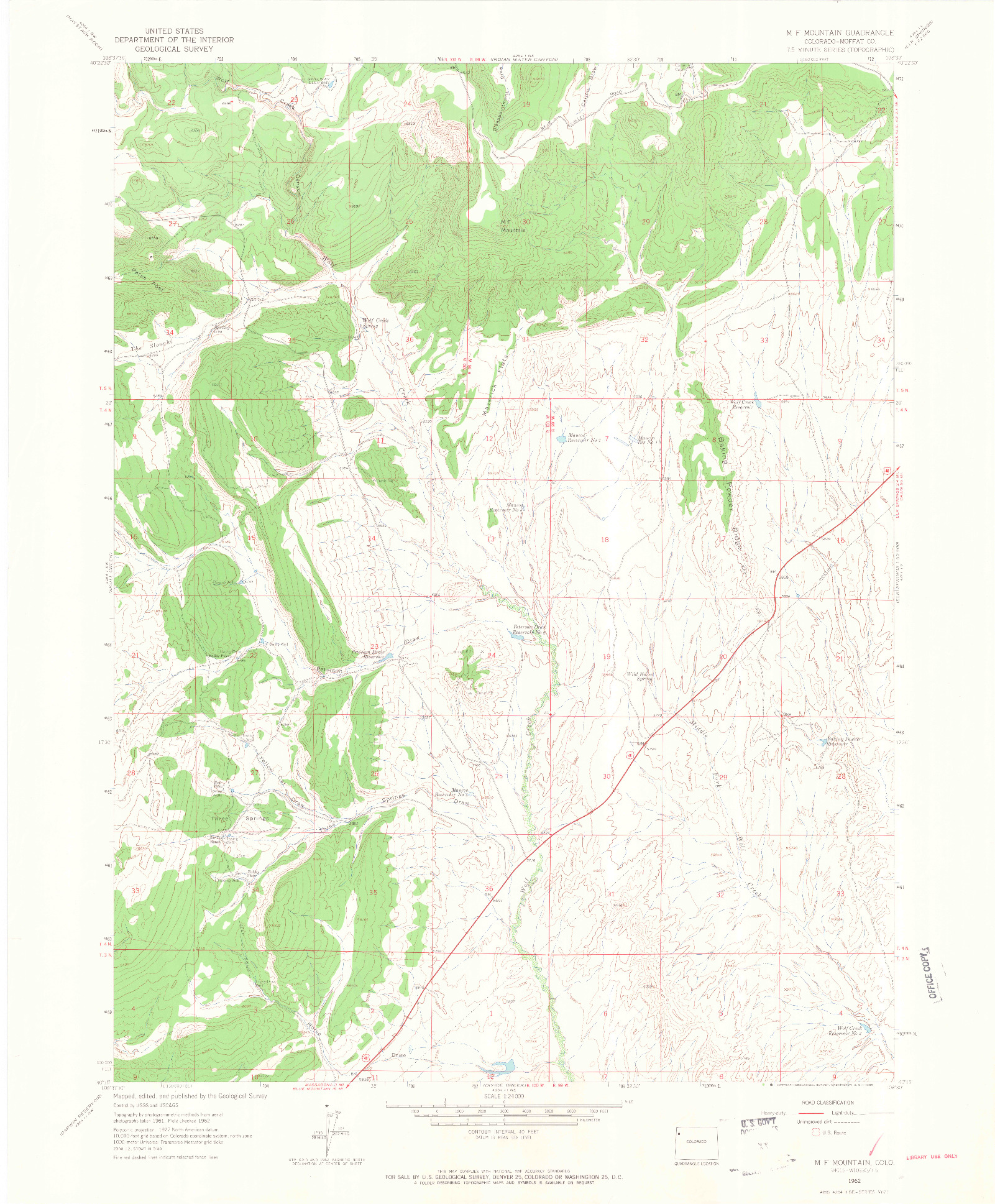 USGS 1:24000-SCALE QUADRANGLE FOR M F MOUNTAIN, CO 1962