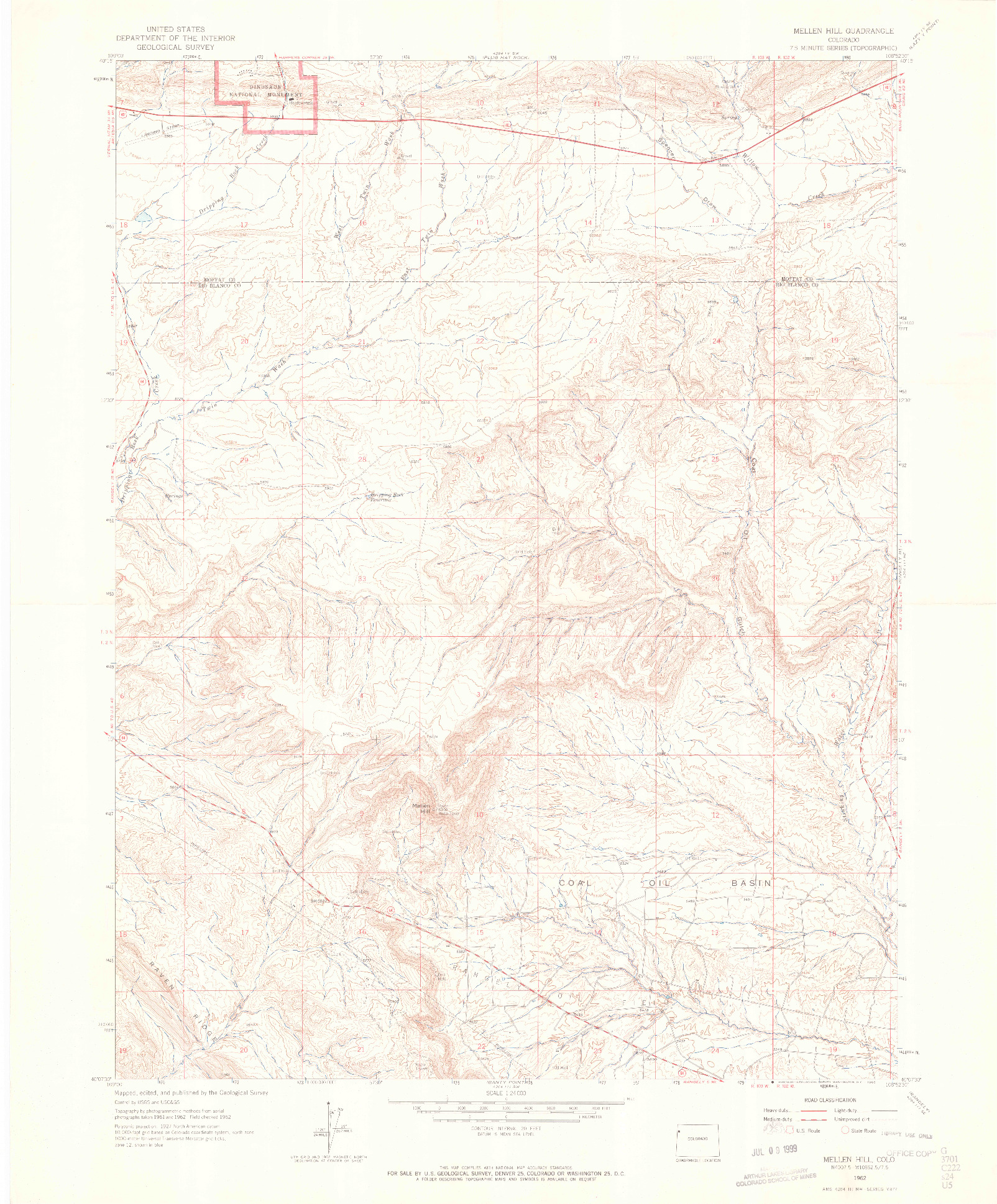 USGS 1:24000-SCALE QUADRANGLE FOR MELLEN HILL, CO 1962