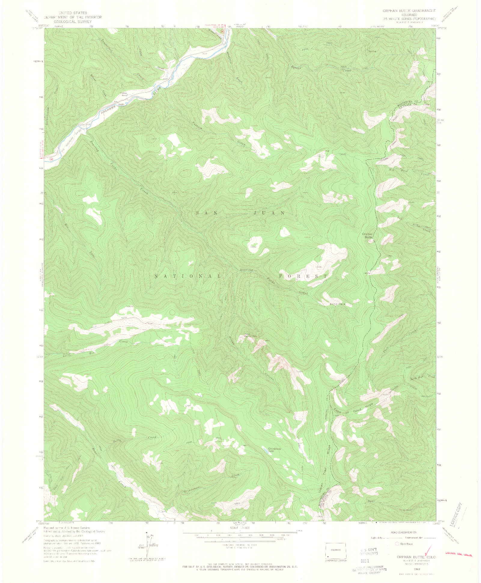 USGS 1:24000-SCALE QUADRANGLE FOR ORPHAN BUTTE, CO 1963