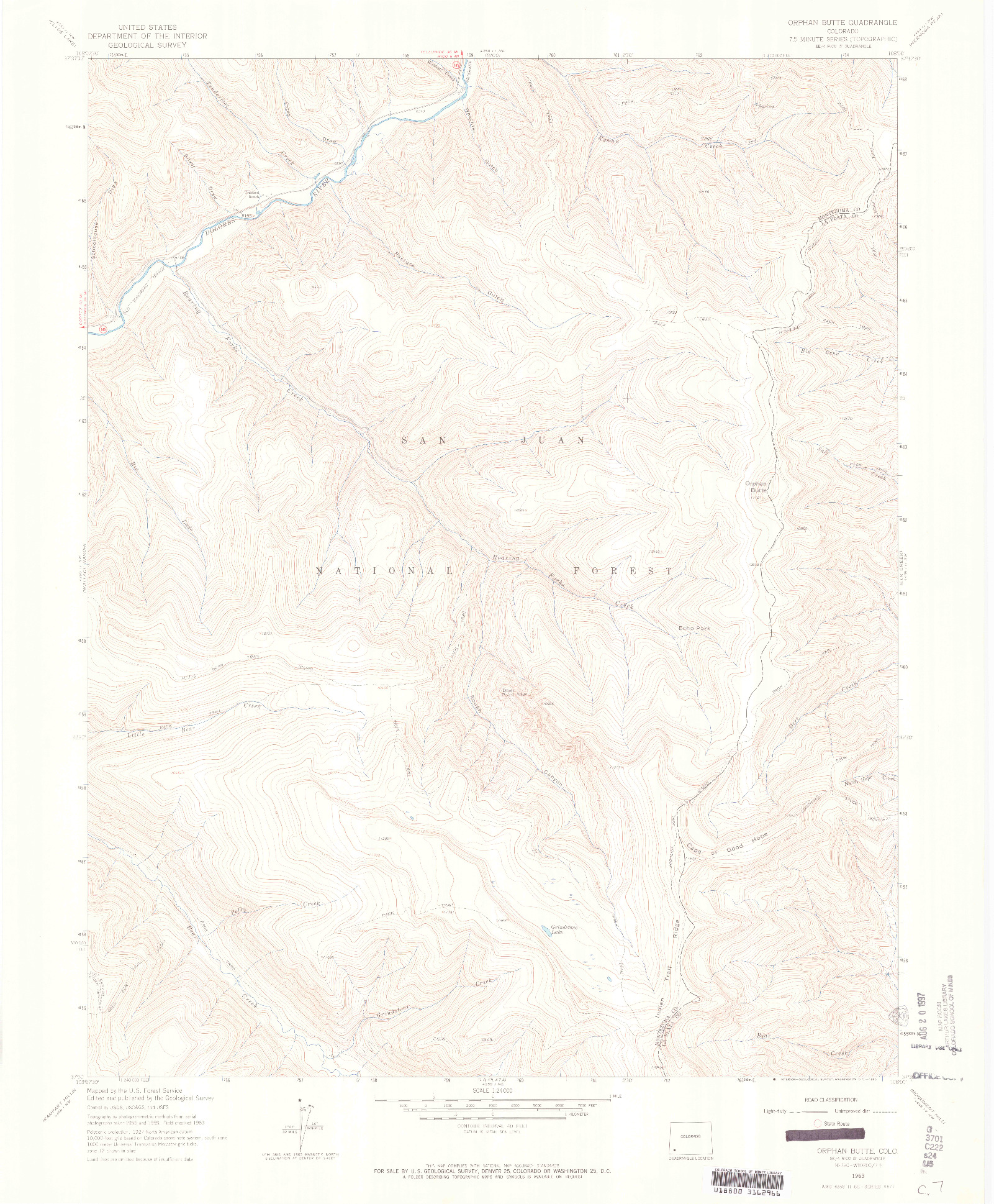 USGS 1:24000-SCALE QUADRANGLE FOR ORPHAN BUTTE, CO 1963