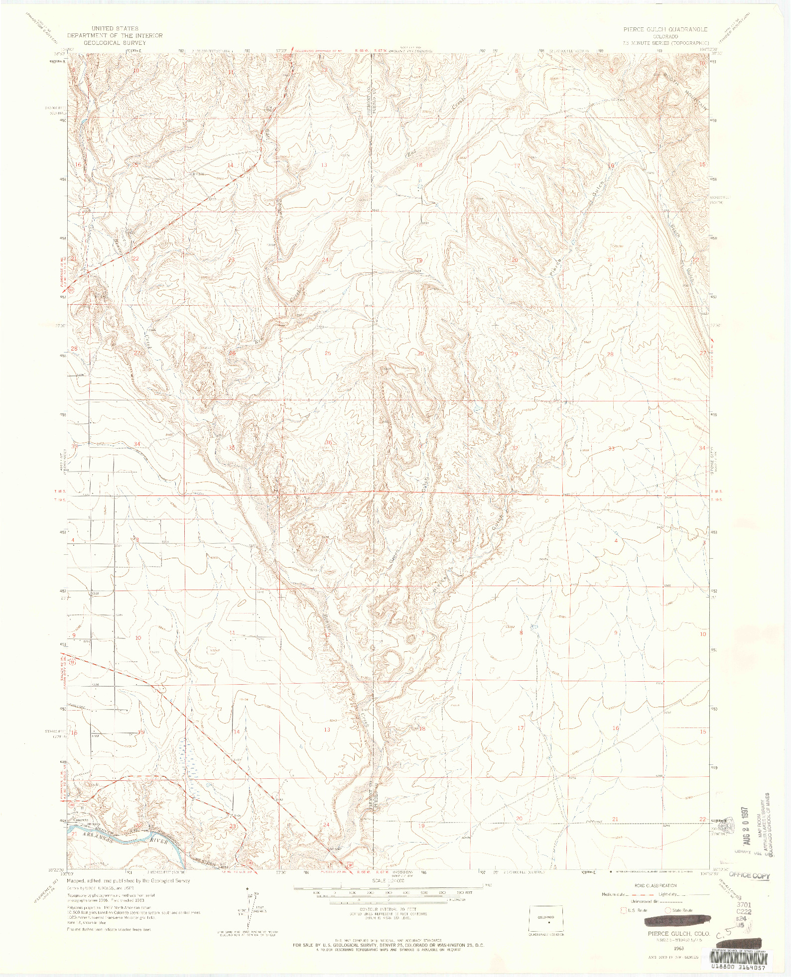 USGS 1:24000-SCALE QUADRANGLE FOR PIERCE GULCH, CO 1963