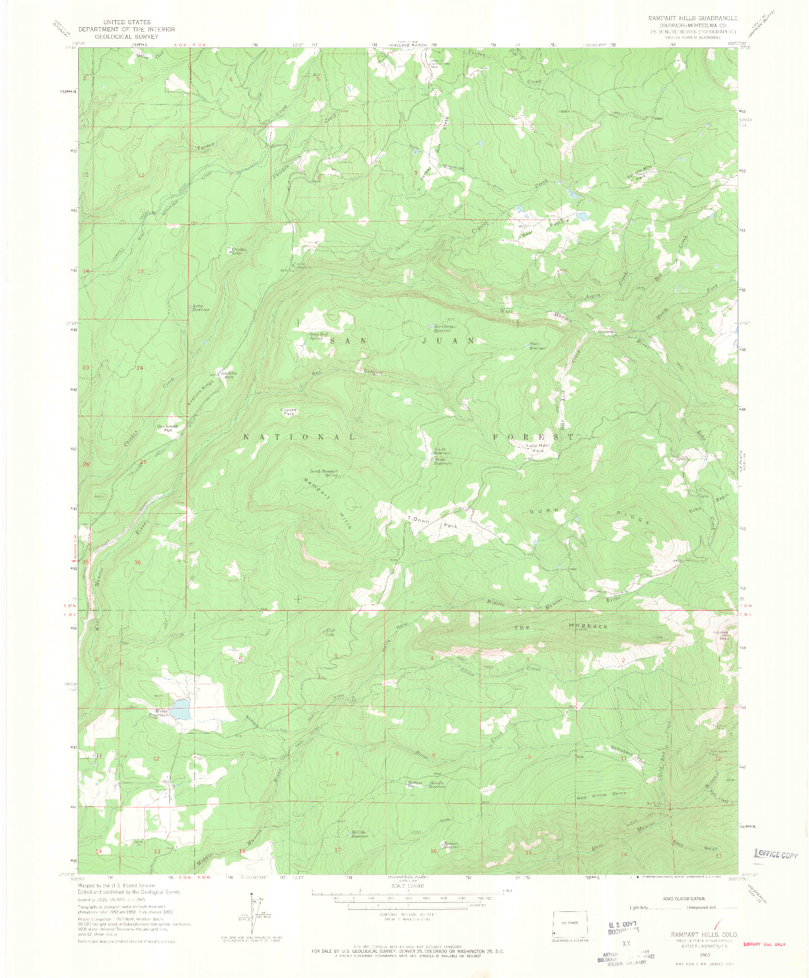 USGS 1:24000-SCALE QUADRANGLE FOR RAMPART HILLS, CO 1963