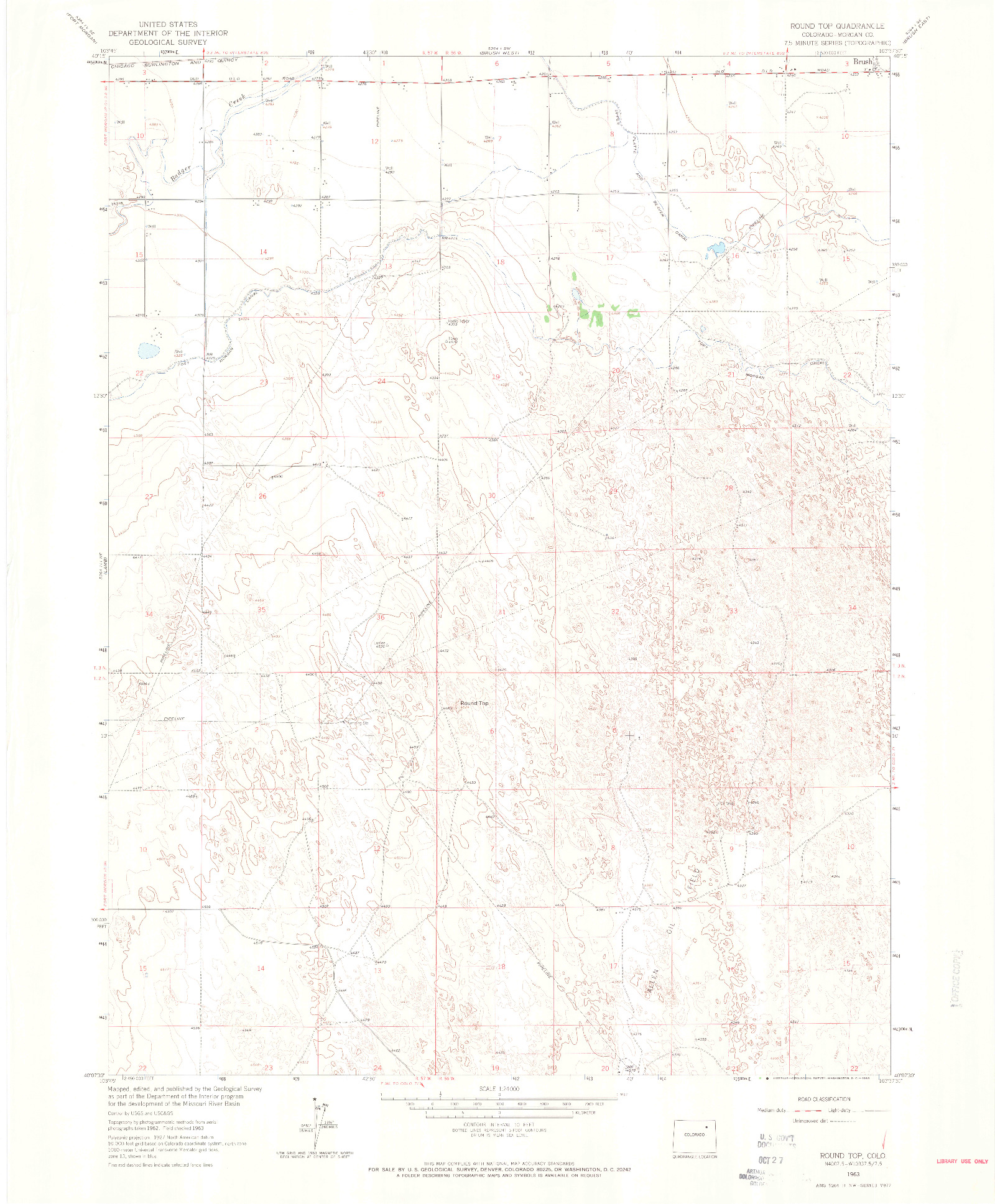 USGS 1:24000-SCALE QUADRANGLE FOR ROUND TOP, CO 1963
