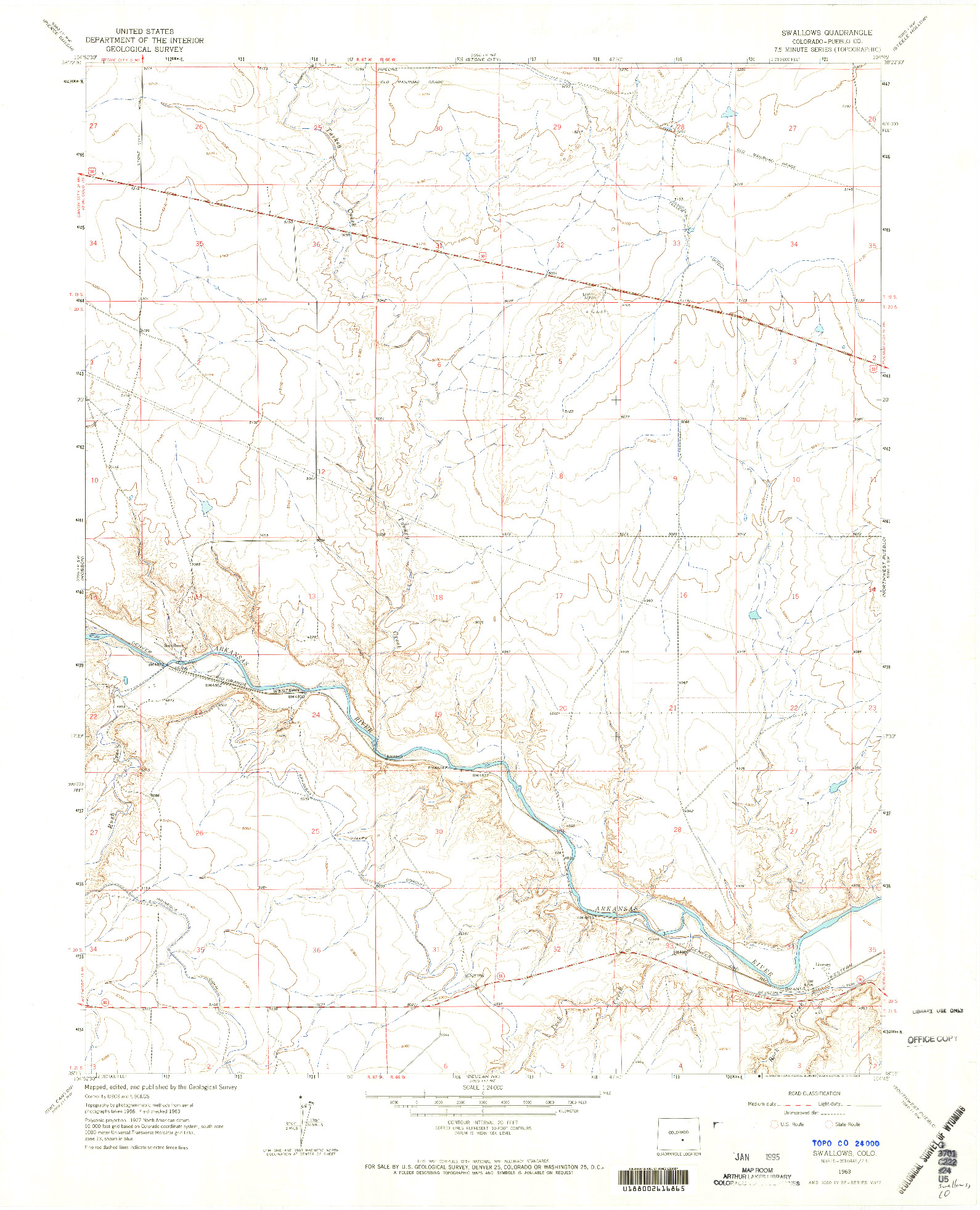 USGS 1:24000-SCALE QUADRANGLE FOR SWALLOWS, CO 1963