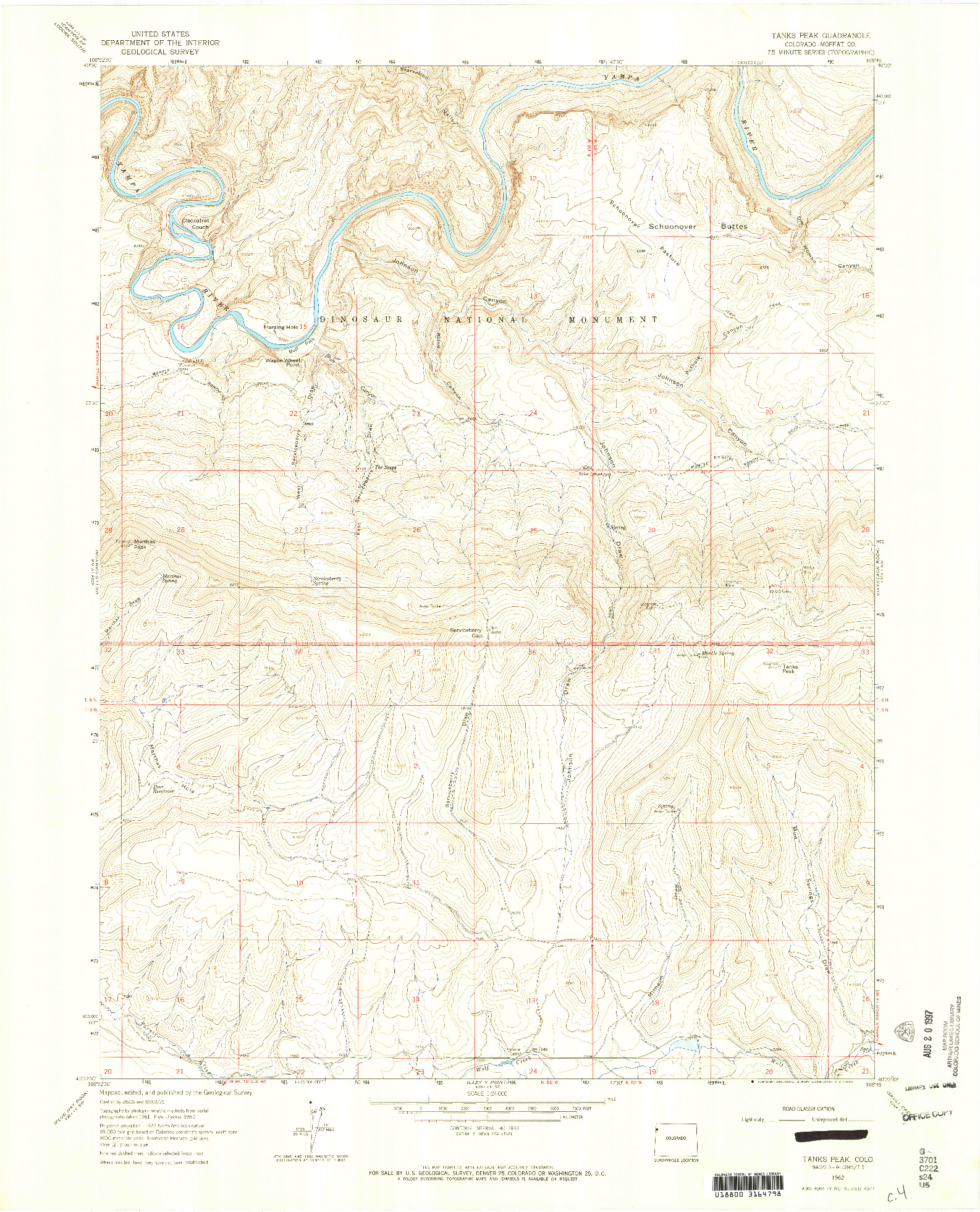 USGS 1:24000-SCALE QUADRANGLE FOR TANKS PEAK, CO 1962