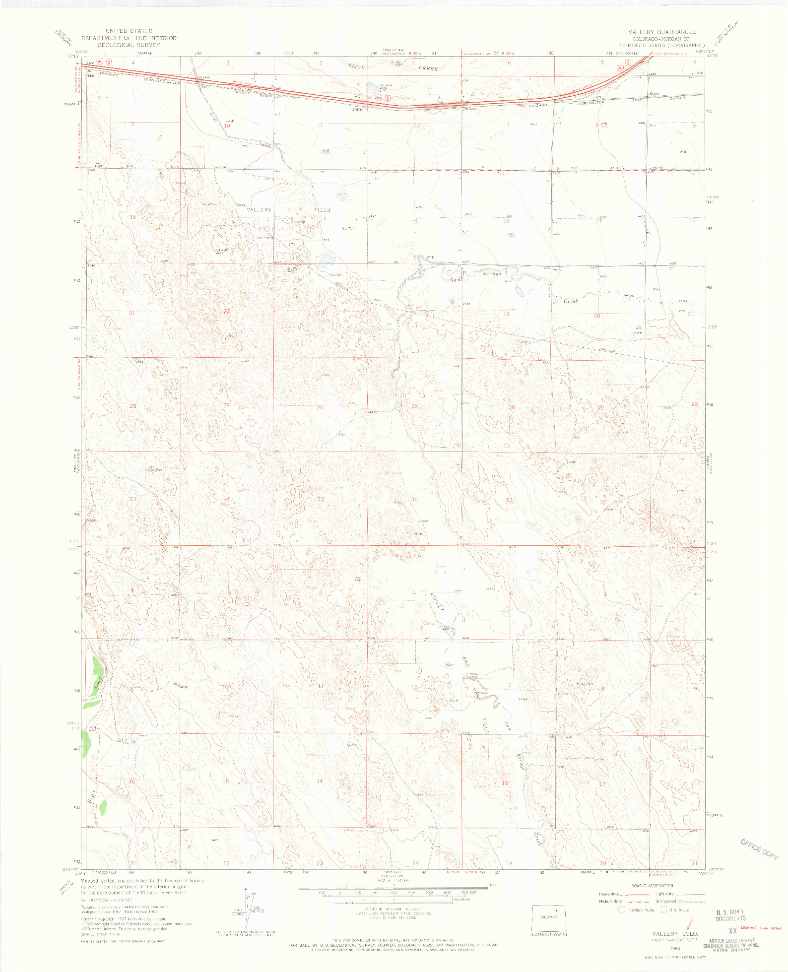 USGS 1:24000-SCALE QUADRANGLE FOR VALLERY, CO 1963