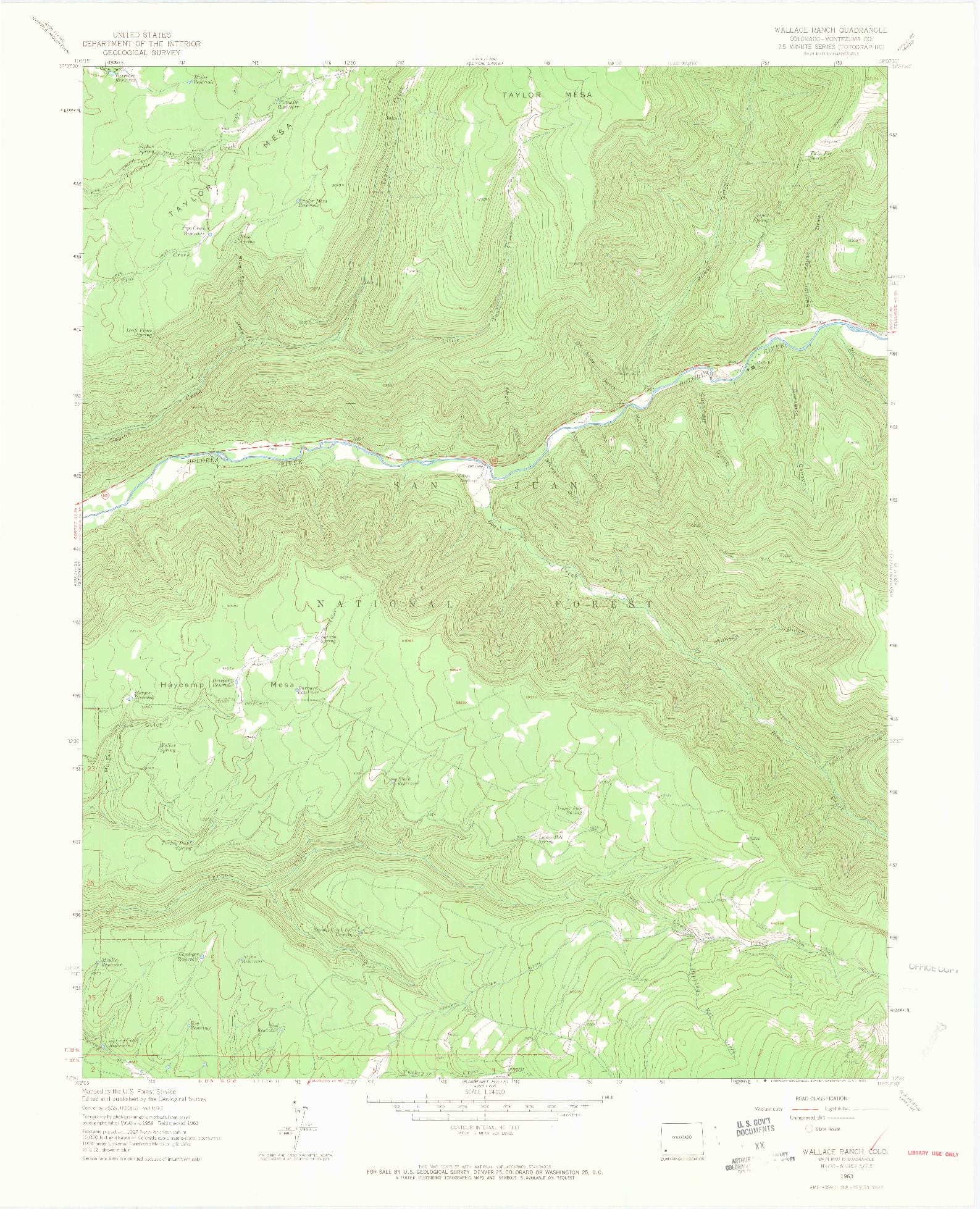 USGS 1:24000-SCALE QUADRANGLE FOR WALLACE RANCH, CO 1963