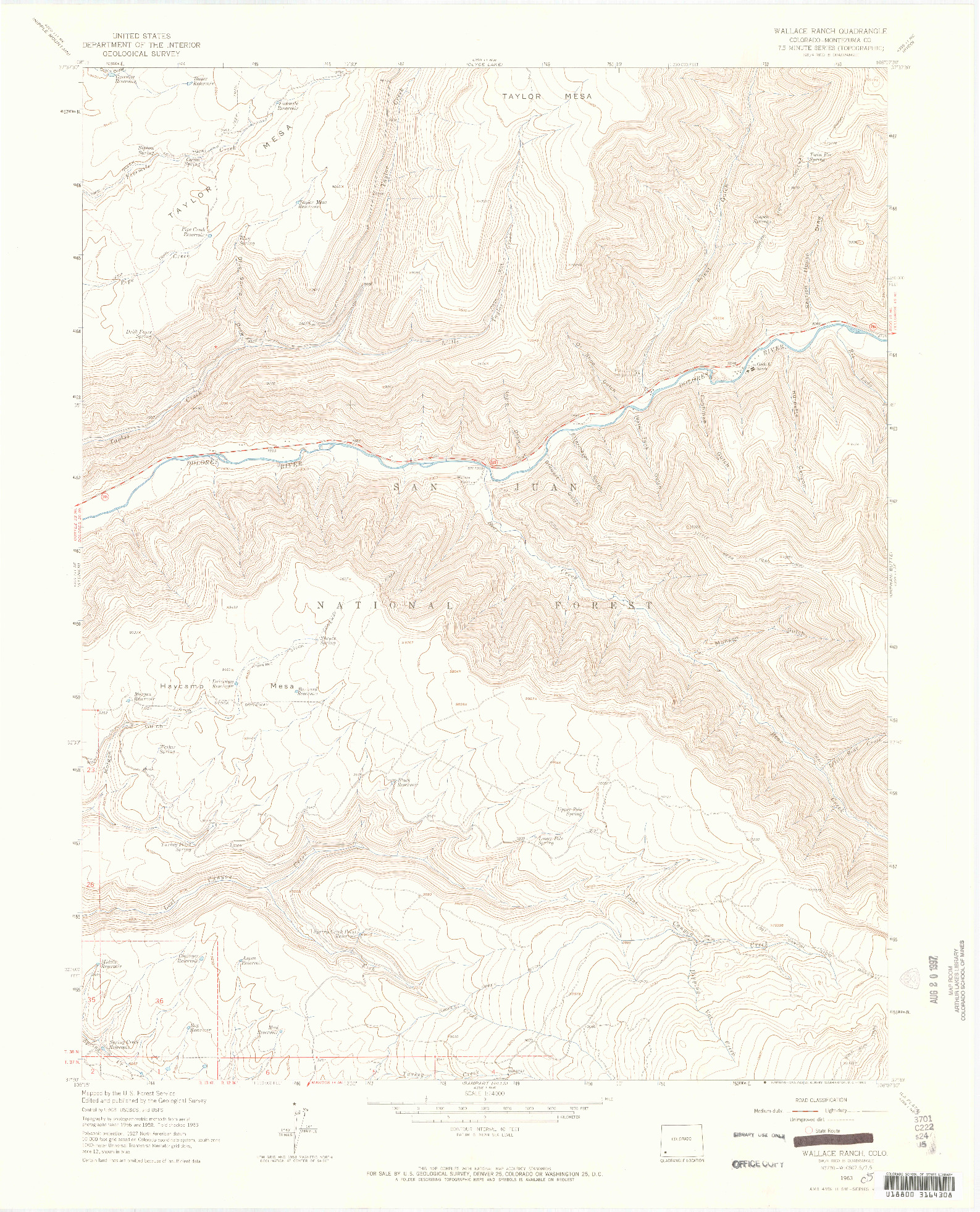 USGS 1:24000-SCALE QUADRANGLE FOR WALLACE RANCH, CO 1963