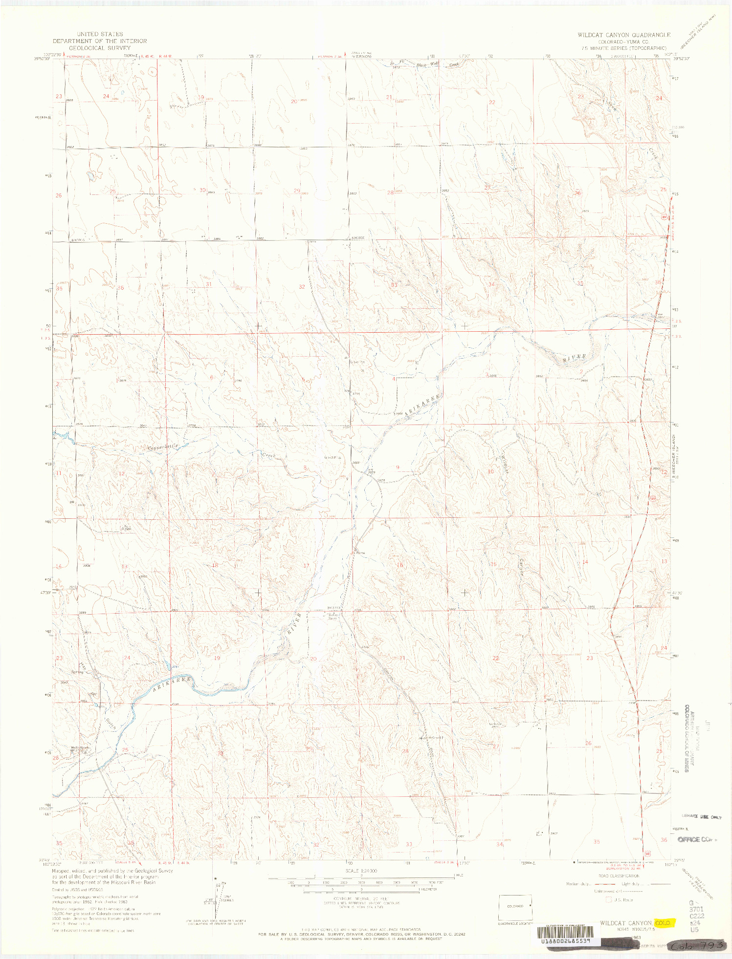 USGS 1:24000-SCALE QUADRANGLE FOR WILDCAT CANYON, CO 1963