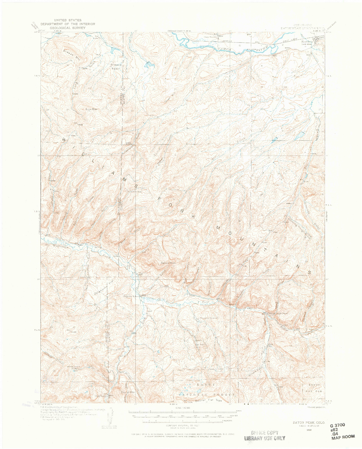 USGS 1:62500-SCALE QUADRANGLE FOR DATON PEAK, CO 1916