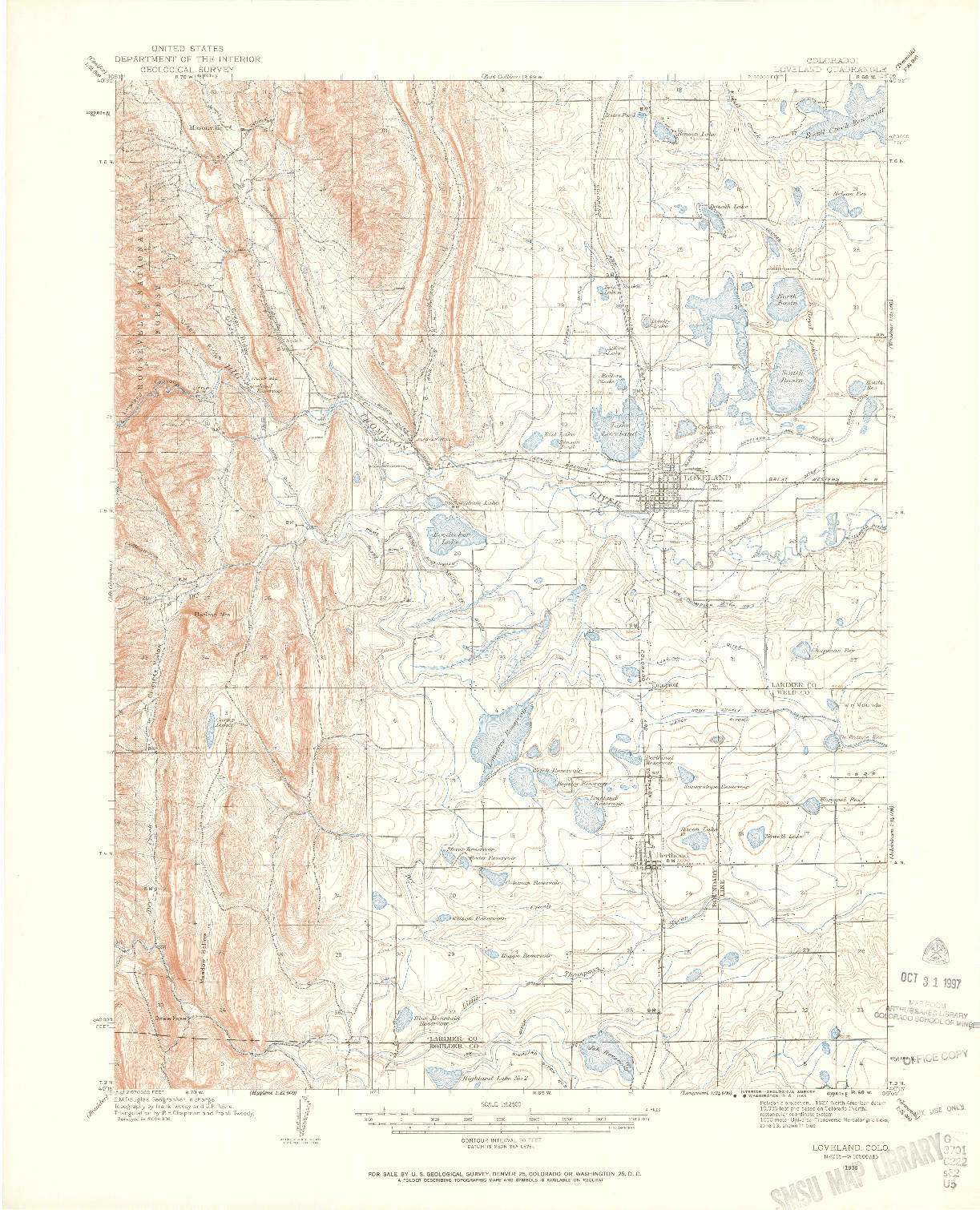 USGS 1:62500-SCALE QUADRANGLE FOR LOVELAND, CO 1906