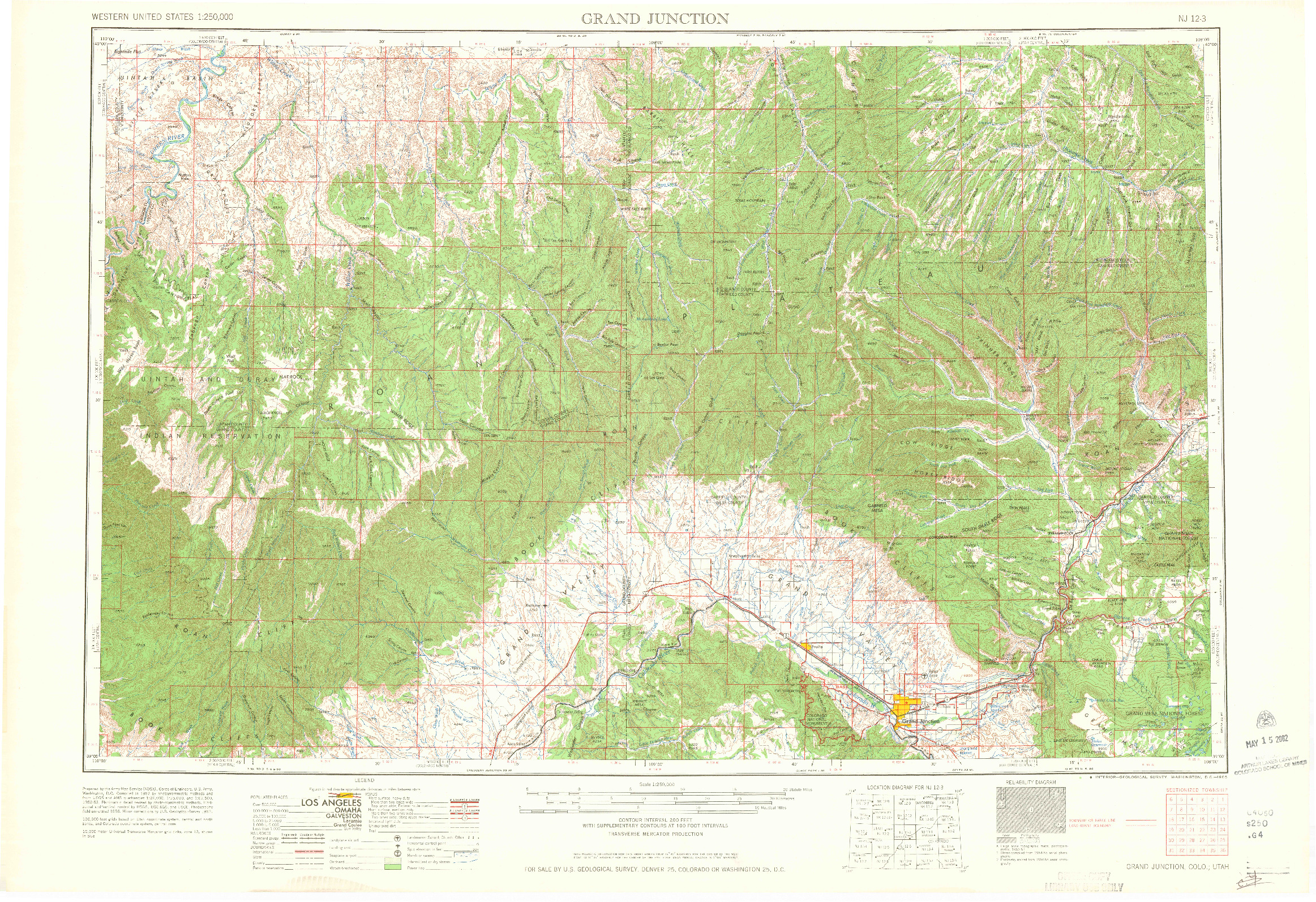 USGS 1:250000-SCALE QUADRANGLE FOR GRAND JUNCTION, CO 1965