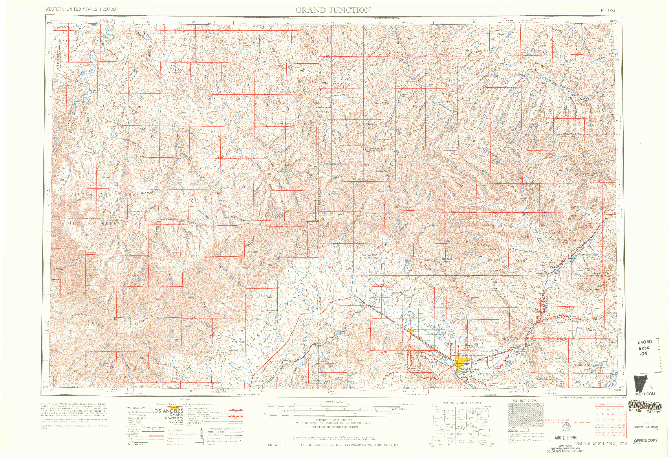 USGS 1:250000-SCALE QUADRANGLE FOR GRAND JUNCTION, CO 1965
