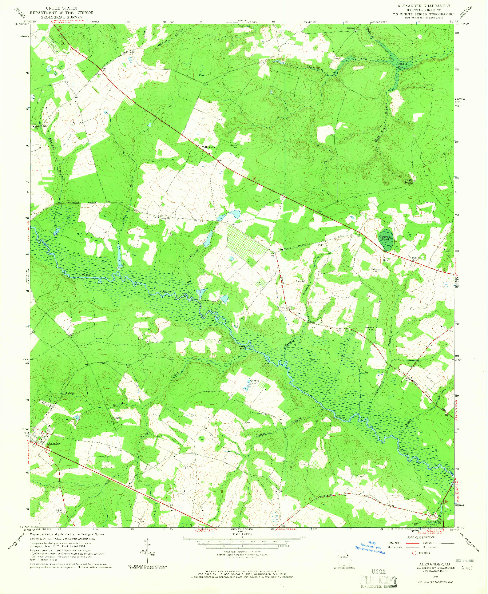 USGS 1:24000-SCALE QUADRANGLE FOR ALEXANDER, GA 1964