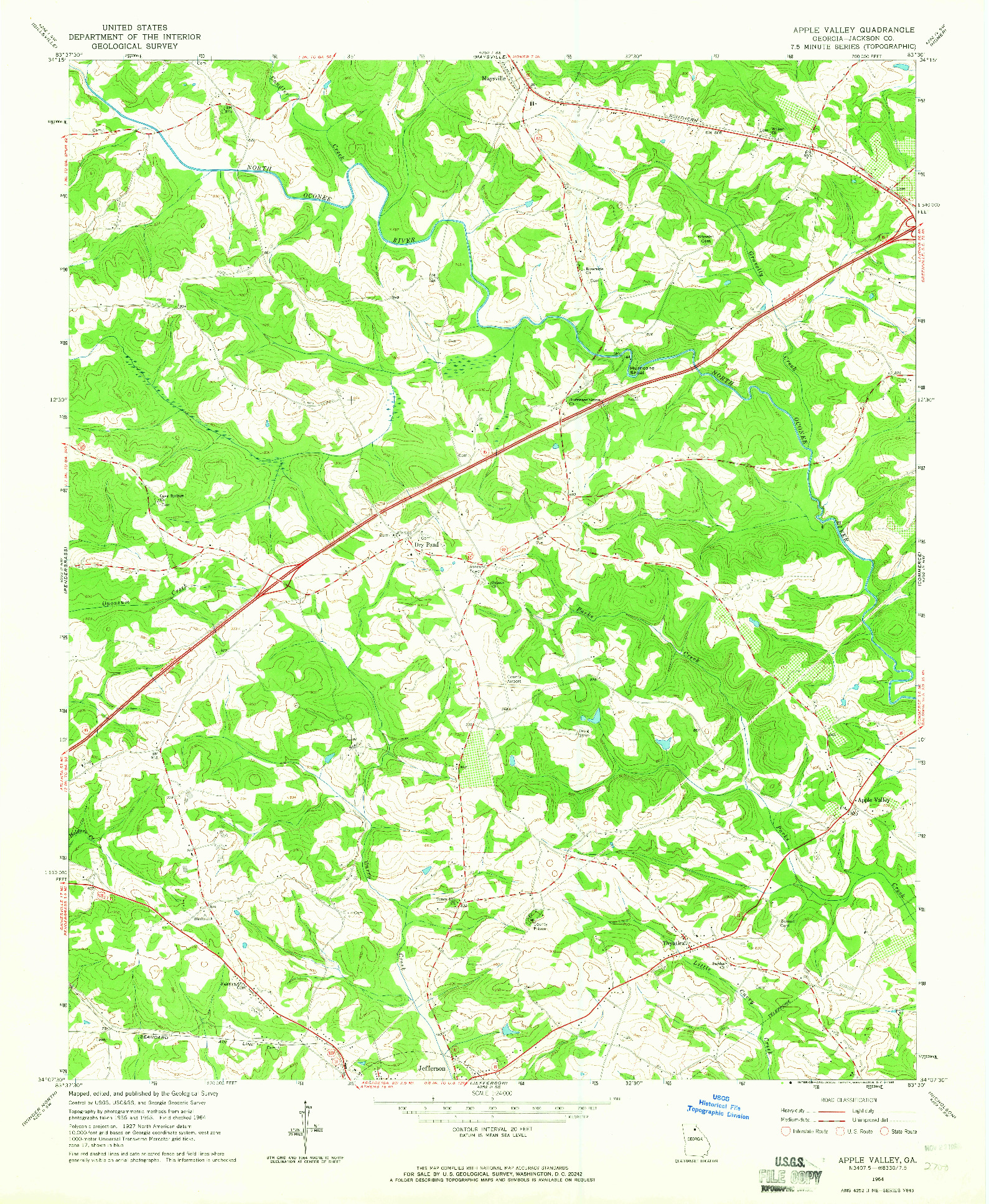 USGS 1:24000-SCALE QUADRANGLE FOR APPLE VALLEY, GA 1964