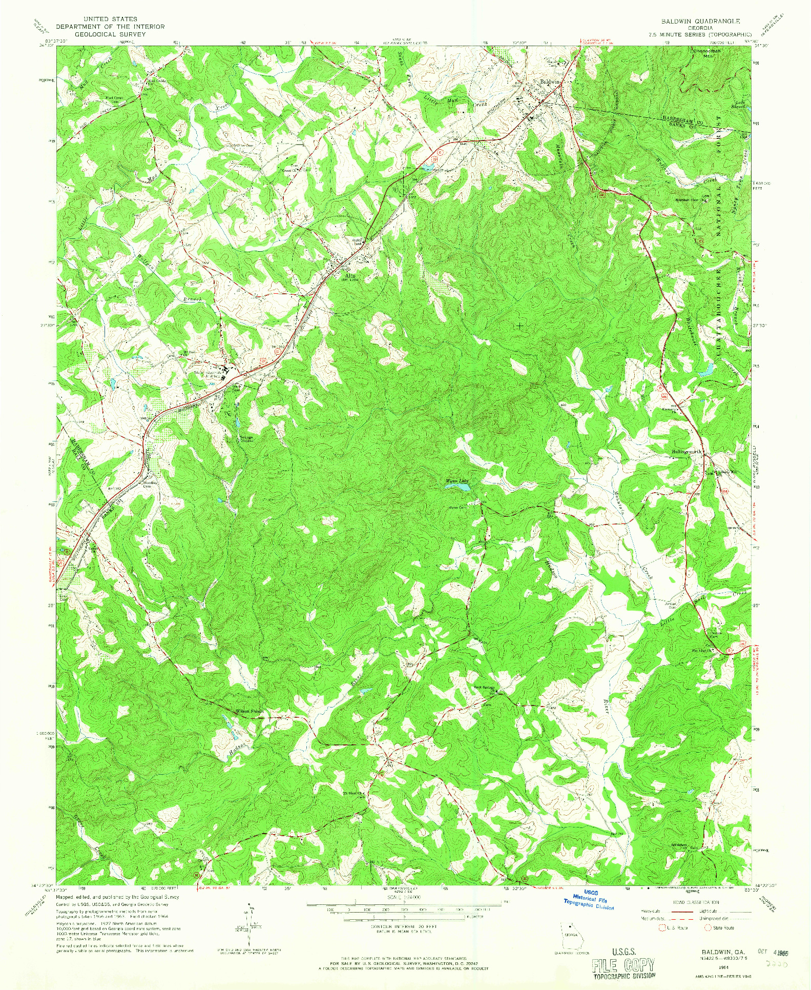 USGS 1:24000-SCALE QUADRANGLE FOR BALDWIN, GA 1964