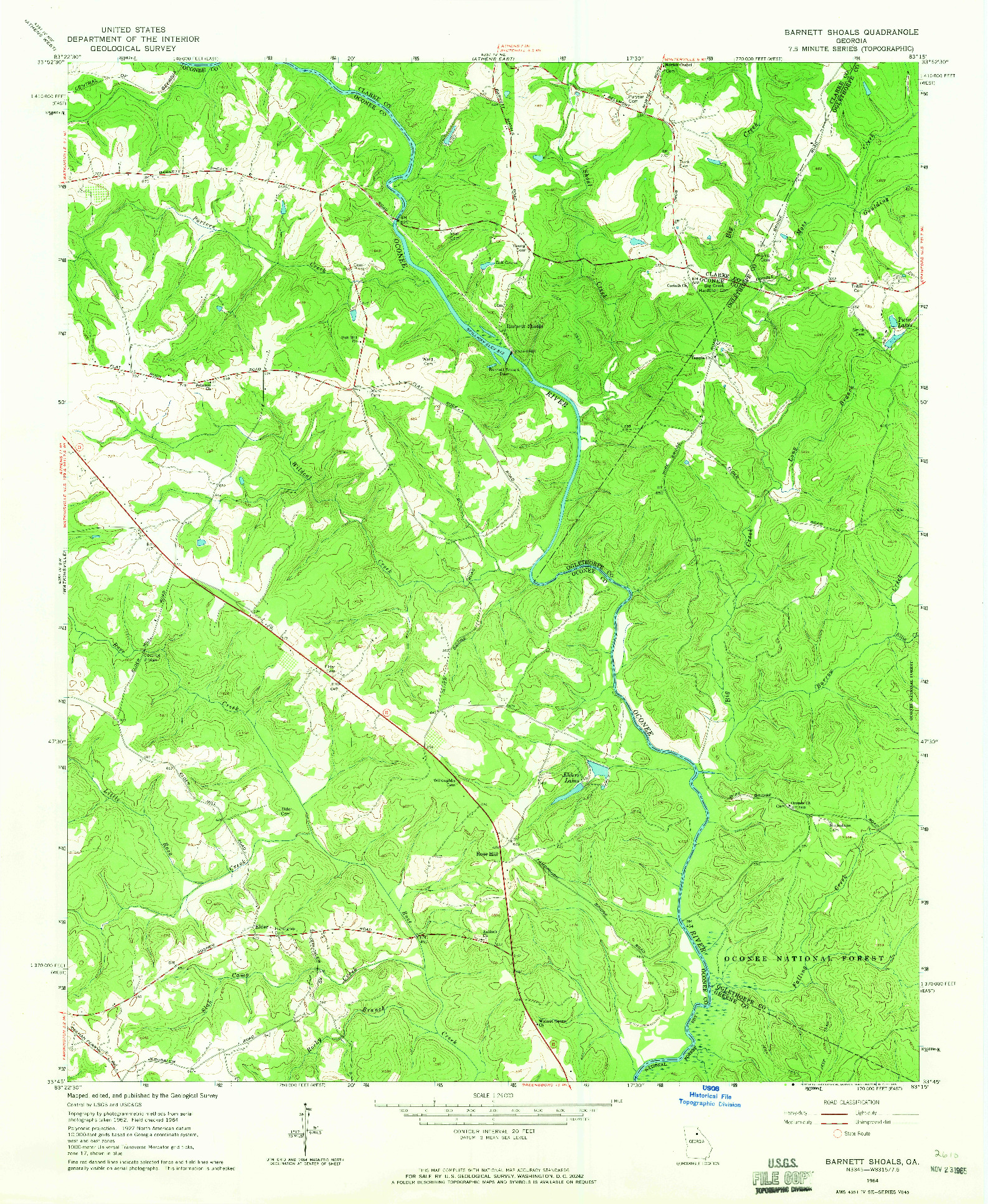 USGS 1:24000-SCALE QUADRANGLE FOR BARNETT SHOALS, GA 1964