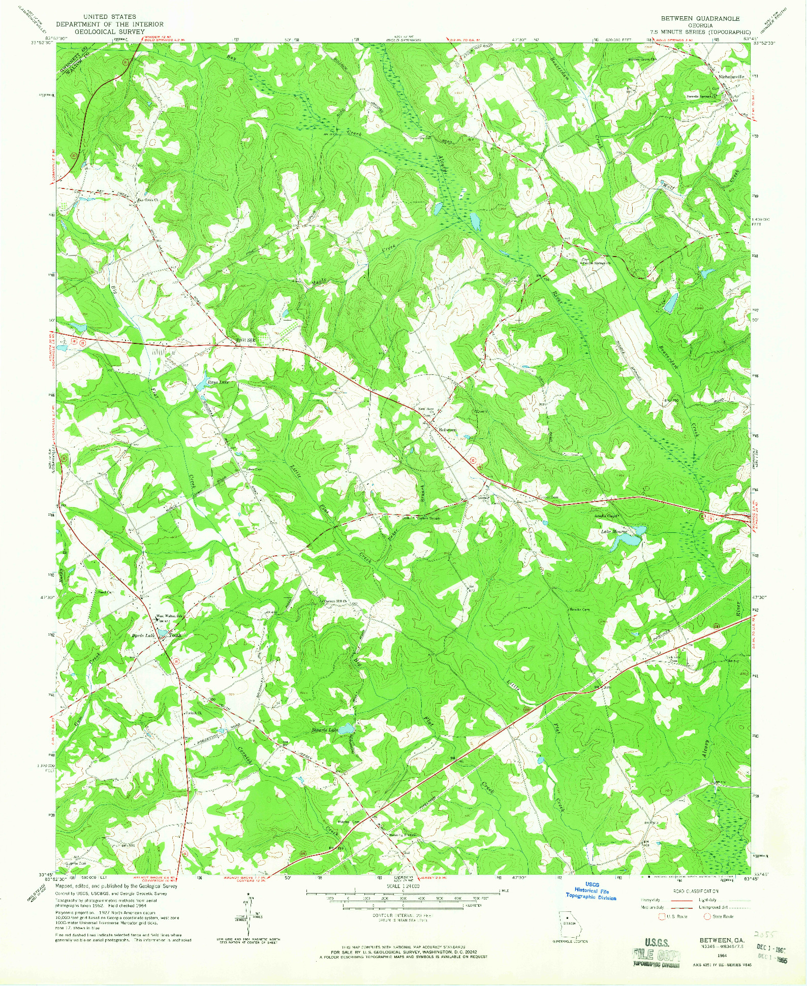 USGS 1:24000-SCALE QUADRANGLE FOR BETWEEN, GA 1964