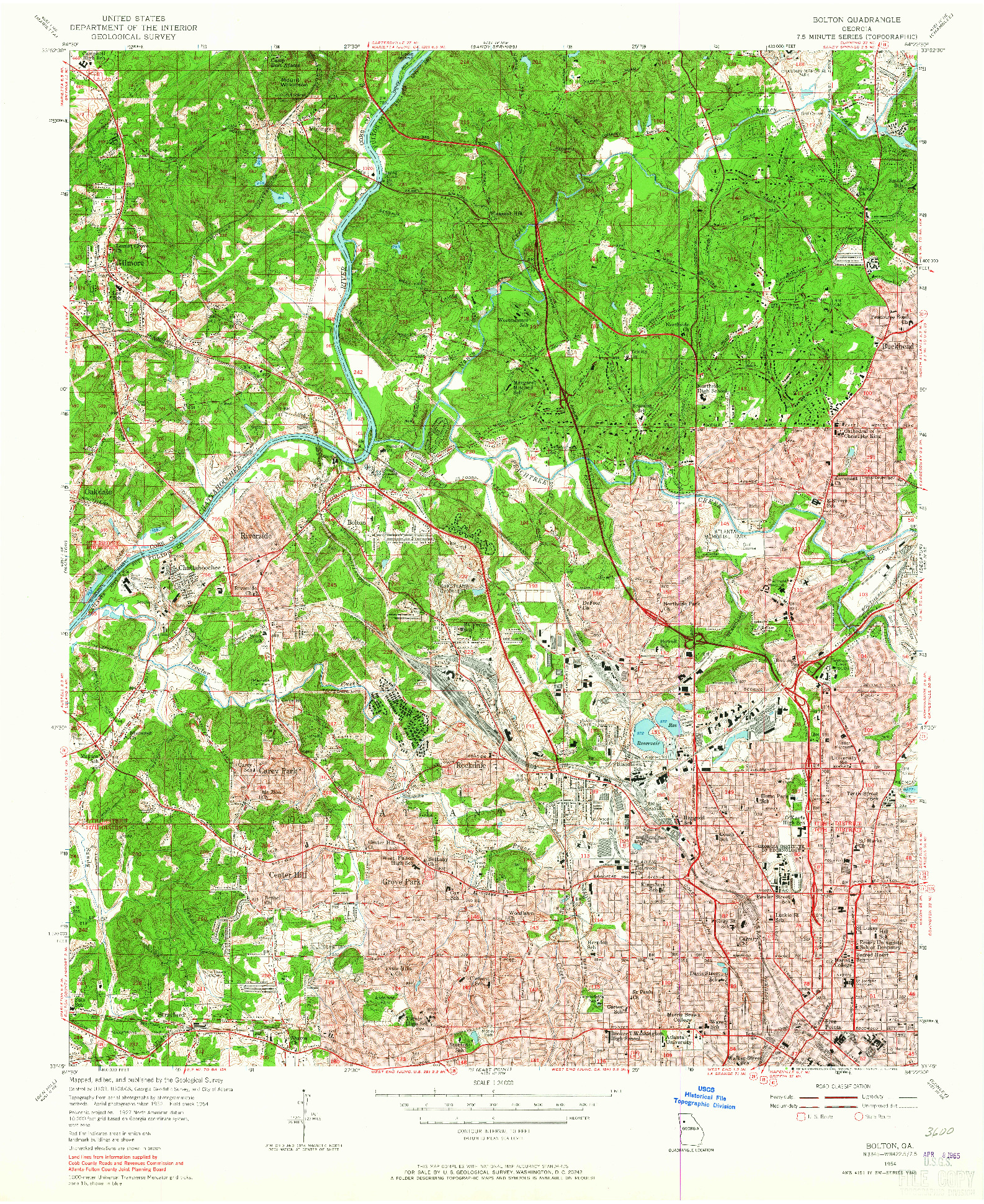 USGS 1:24000-SCALE QUADRANGLE FOR BOLTON, GA 1954