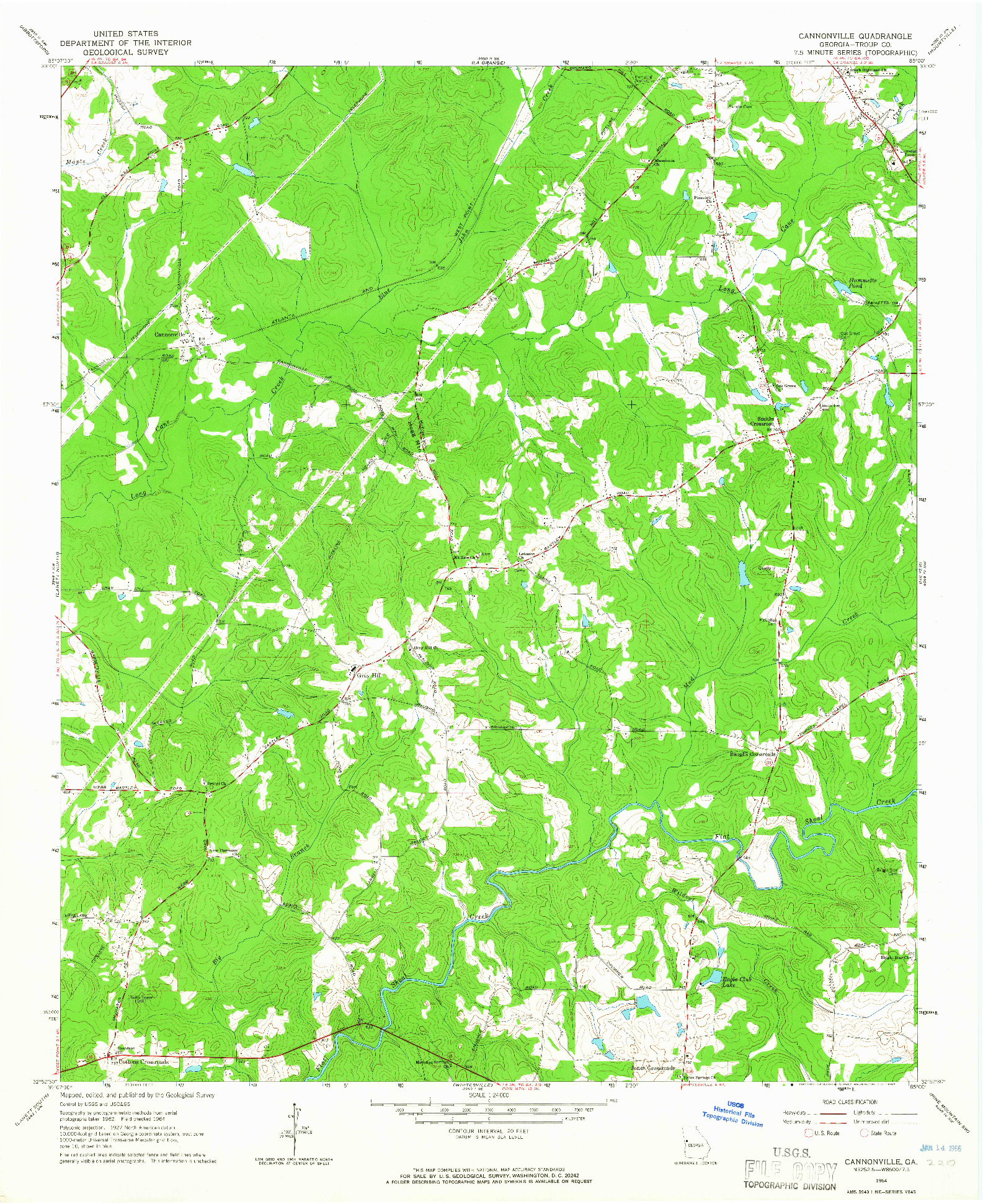 USGS 1:24000-SCALE QUADRANGLE FOR CANNONVILLE, GA 1964