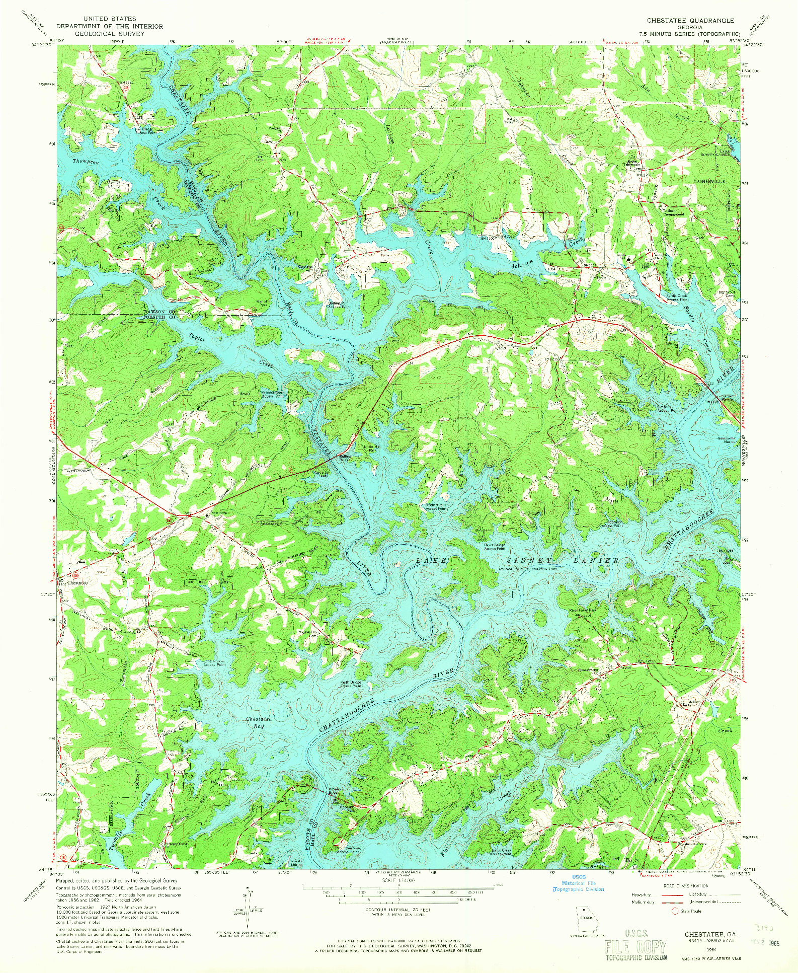 USGS 1:24000-SCALE QUADRANGLE FOR CHESTATEE, GA 1964