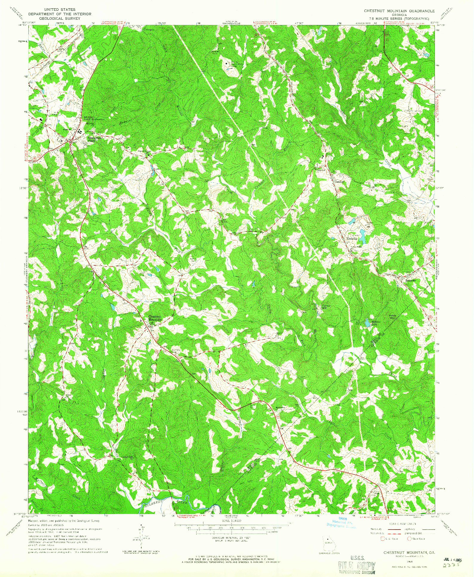 USGS 1:24000-SCALE QUADRANGLE FOR CHESTNUT MOUNTAIN, GA 1964