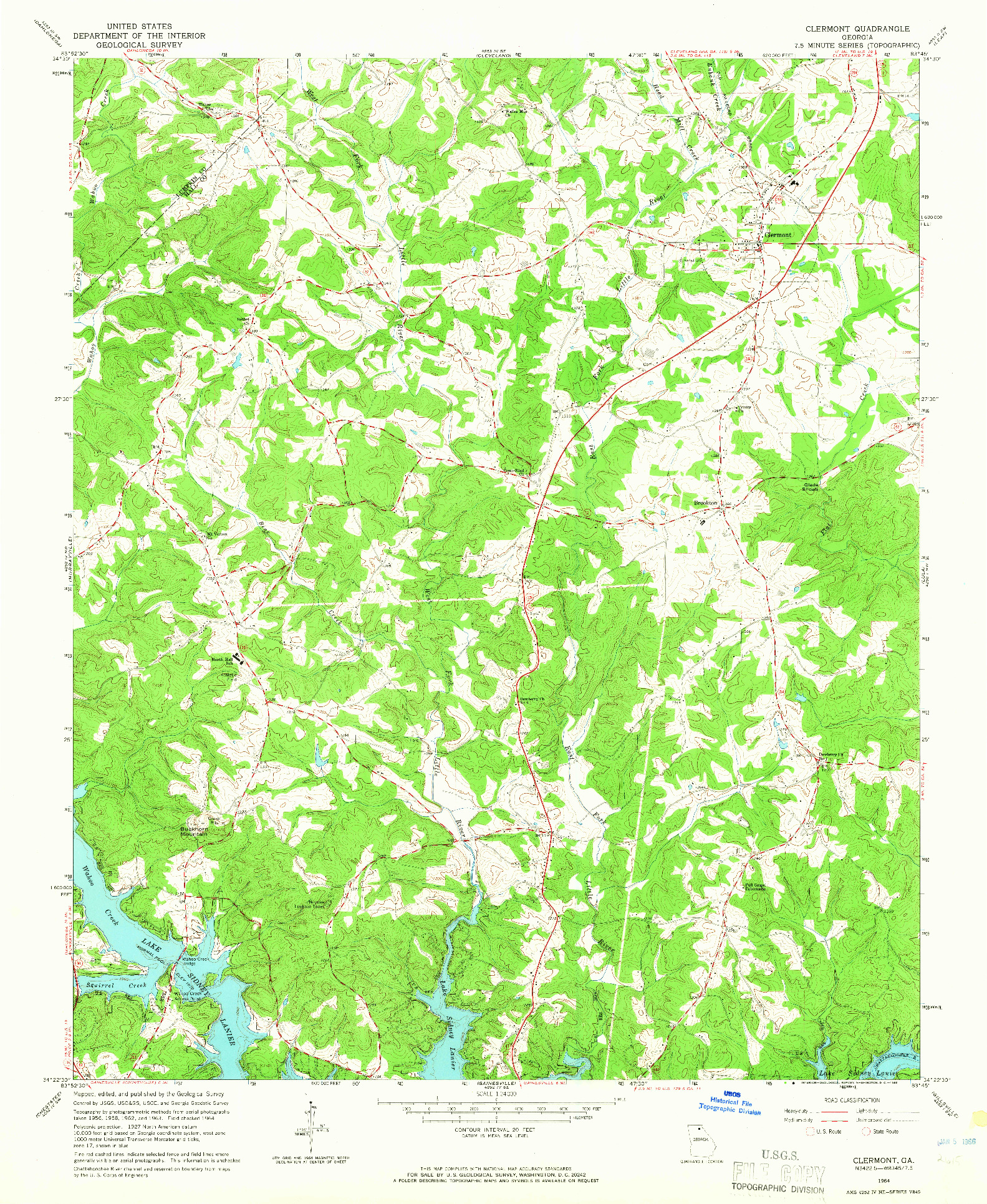 USGS 1:24000-SCALE QUADRANGLE FOR CLERMONT, GA 1964