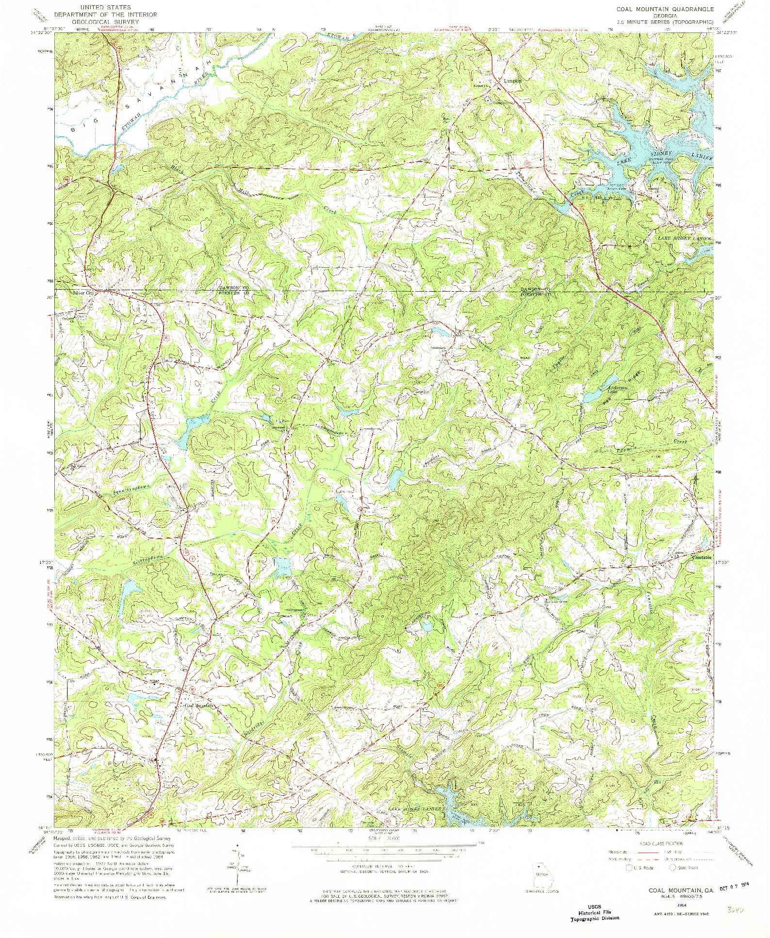 USGS 1:24000-SCALE QUADRANGLE FOR COAL MOUNATIN, GA 1964