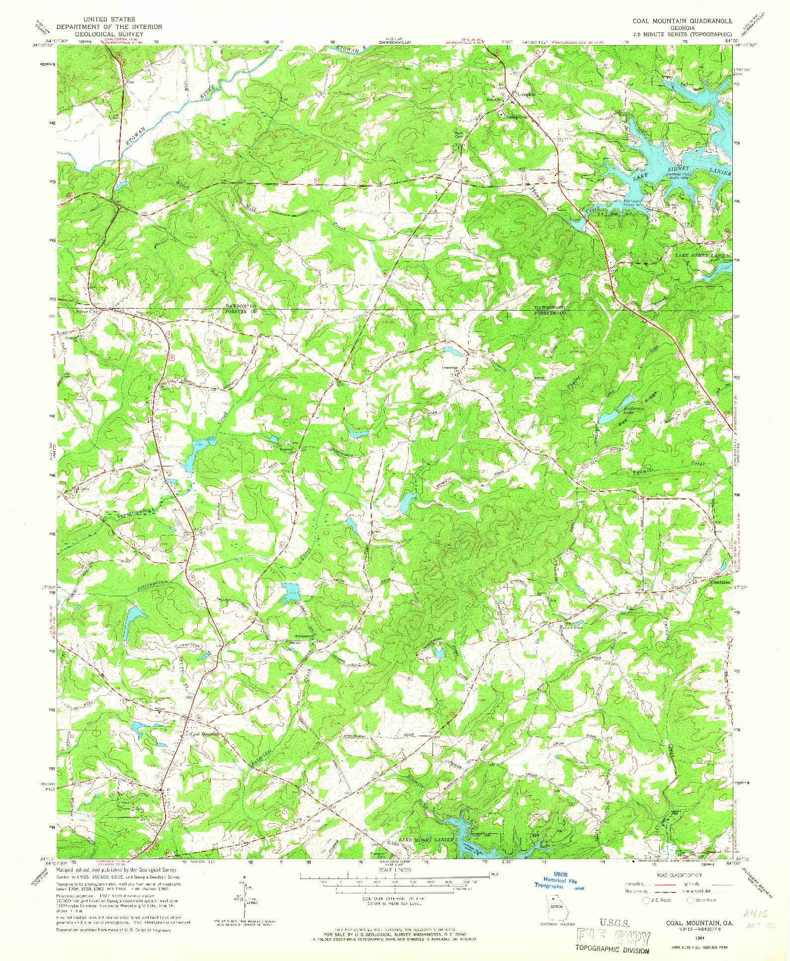 USGS 1:24000-SCALE QUADRANGLE FOR COAL MOUNTAIN, GA 1964