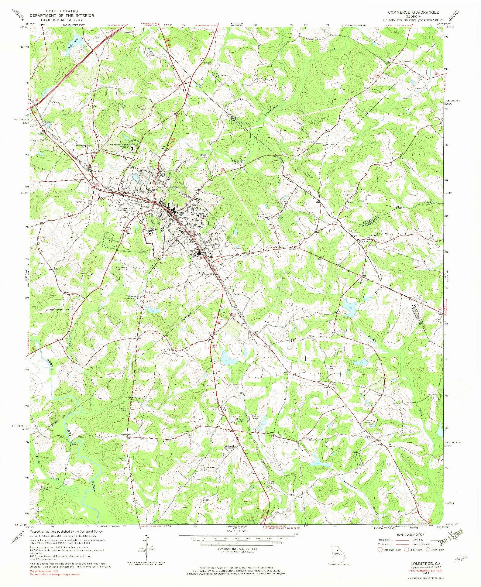 USGS 1:24000-SCALE QUADRANGLE FOR COMMERCE, GA 1964