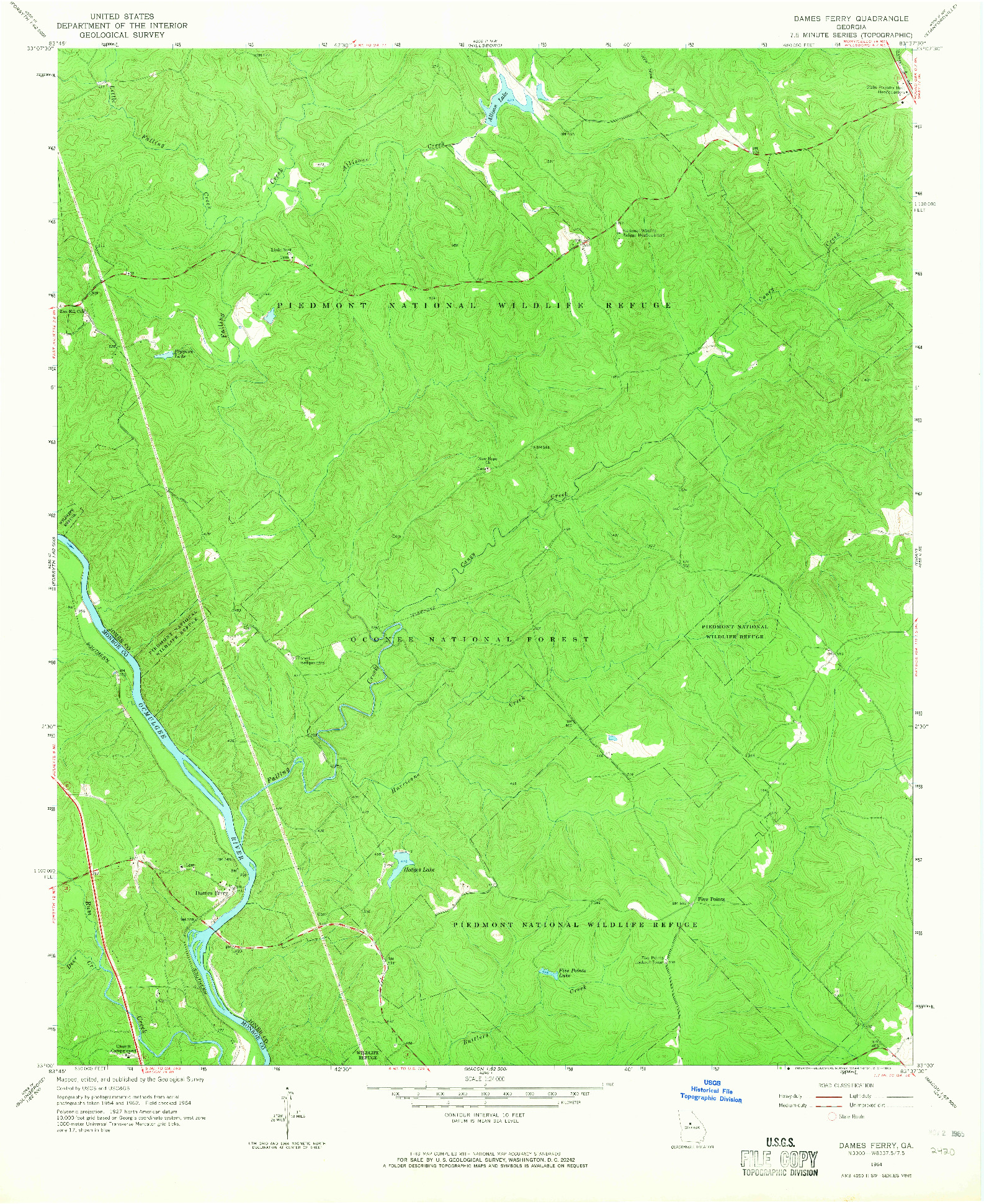 USGS 1:24000-SCALE QUADRANGLE FOR DAMES FERRY, GA 1964