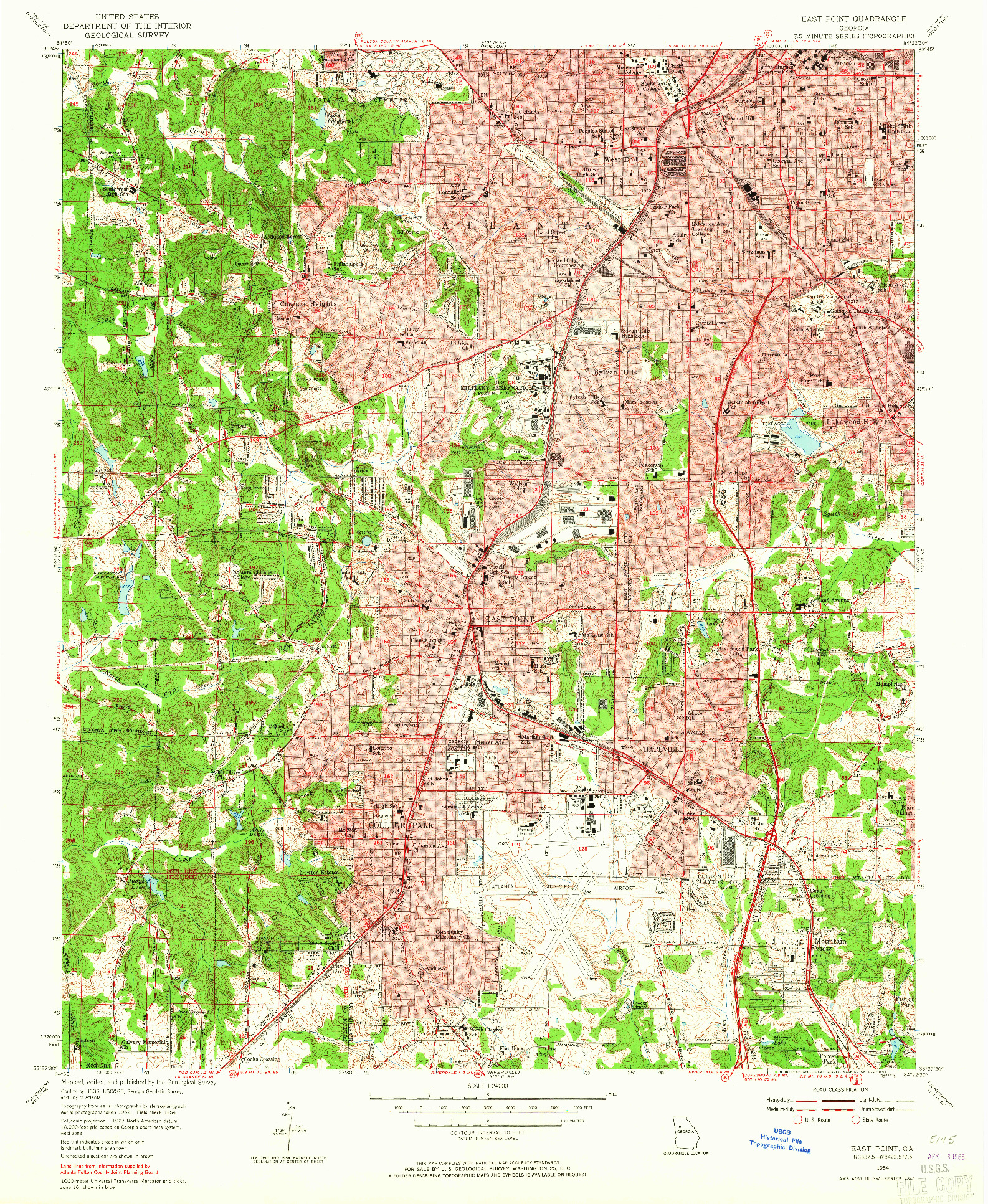 USGS 1:24000-SCALE QUADRANGLE FOR EAST POINT, GA 1954