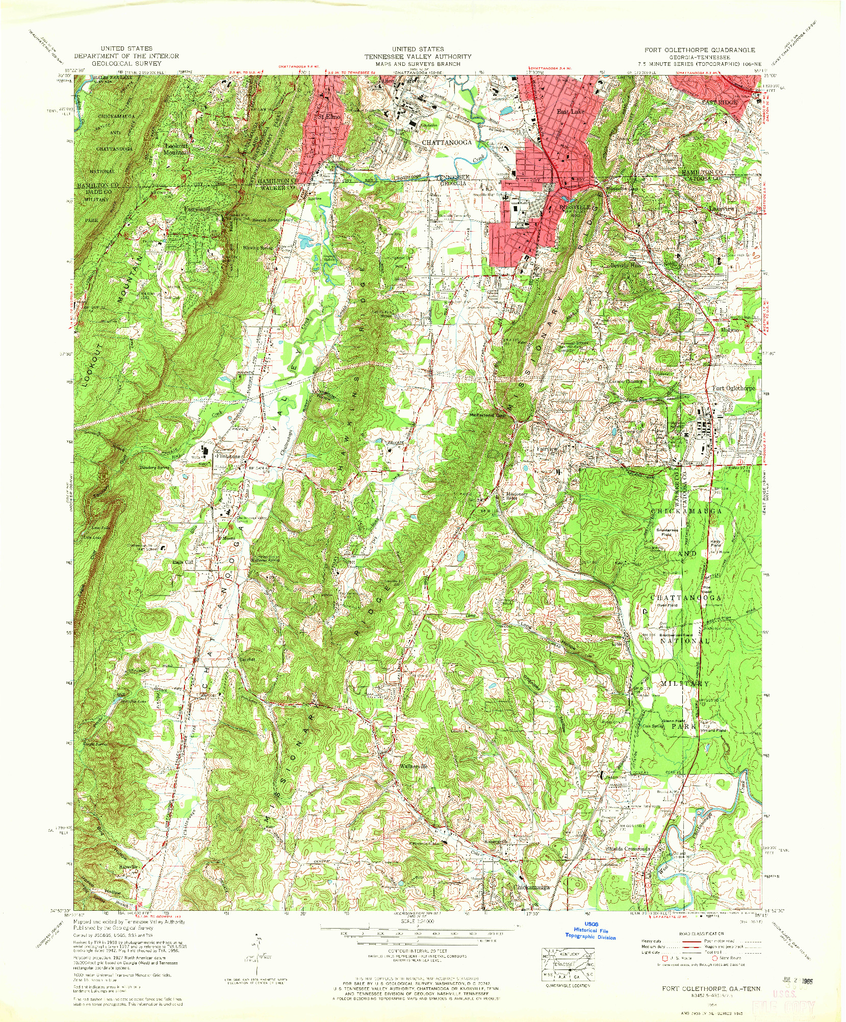 USGS 1:24000-SCALE QUADRANGLE FOR FORT OGLETHORPE, GA 1958