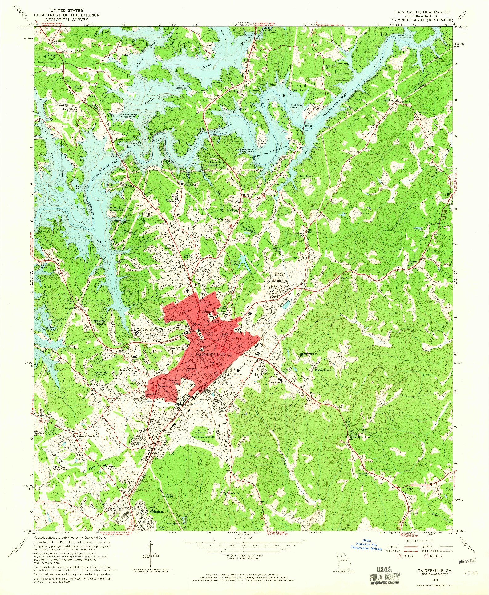 USGS 1:24000-SCALE QUADRANGLE FOR GAINESVILLE, GA 1964