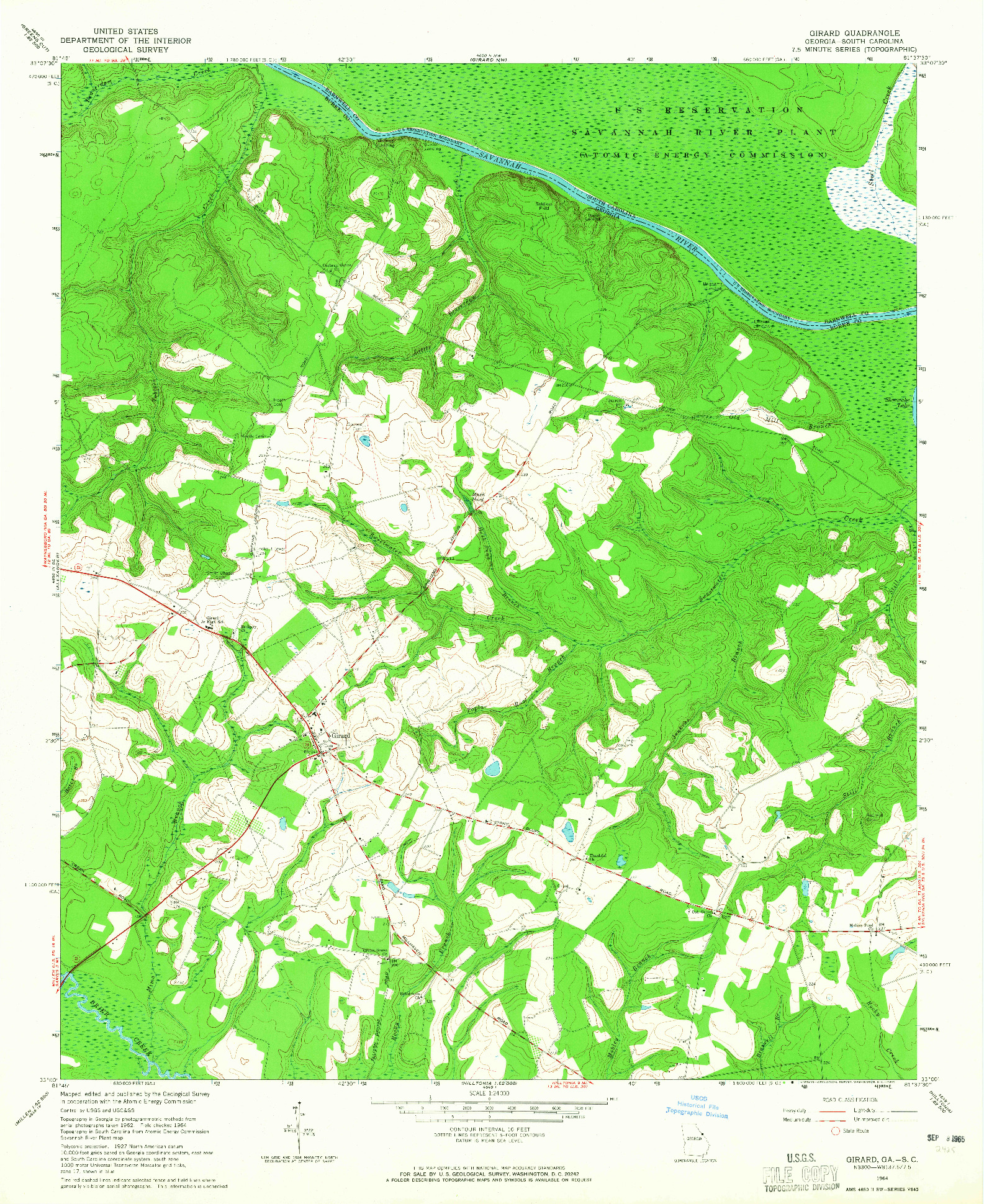 USGS 1:24000-SCALE QUADRANGLE FOR GIRARD, GA 1964