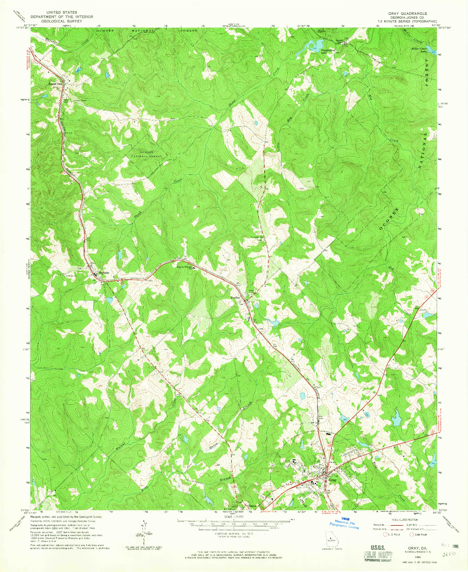 USGS 1:24000-SCALE QUADRANGLE FOR GRAY, GA 1964