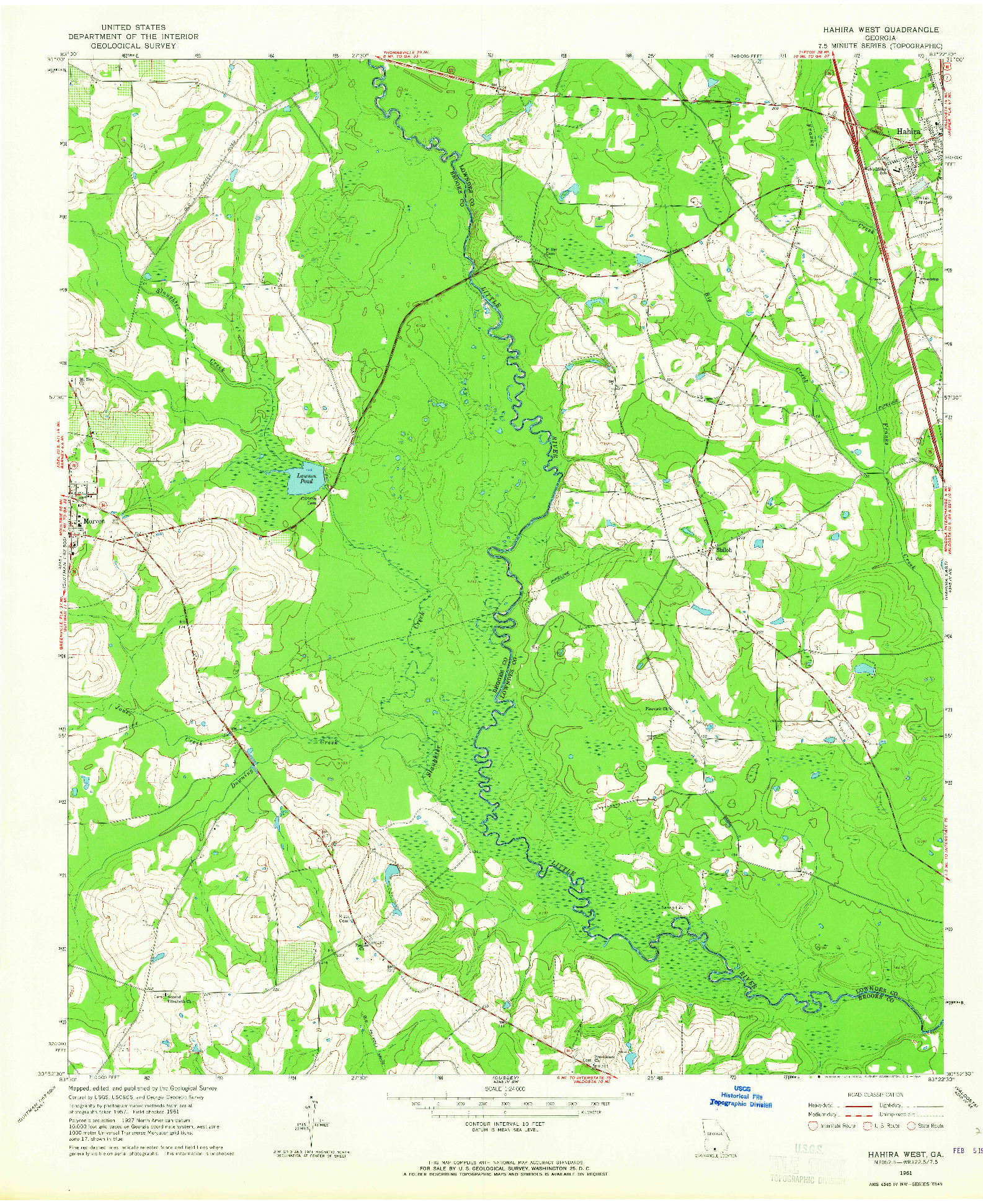 USGS 1:24000-SCALE QUADRANGLE FOR HAHIRA WEST, GA 1961