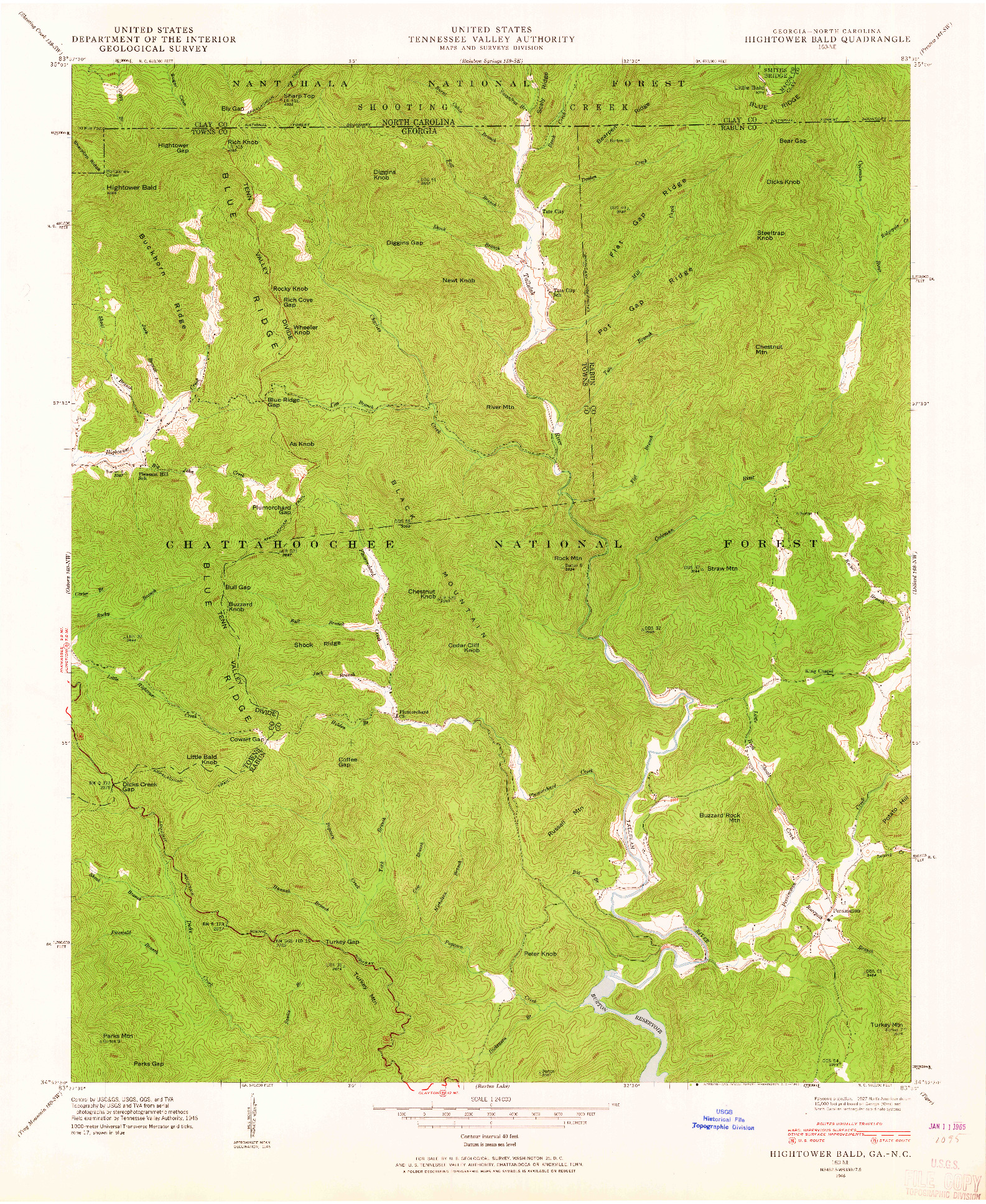 USGS 1:24000-SCALE QUADRANGLE FOR HIGHTOWER BALD, GA 1946