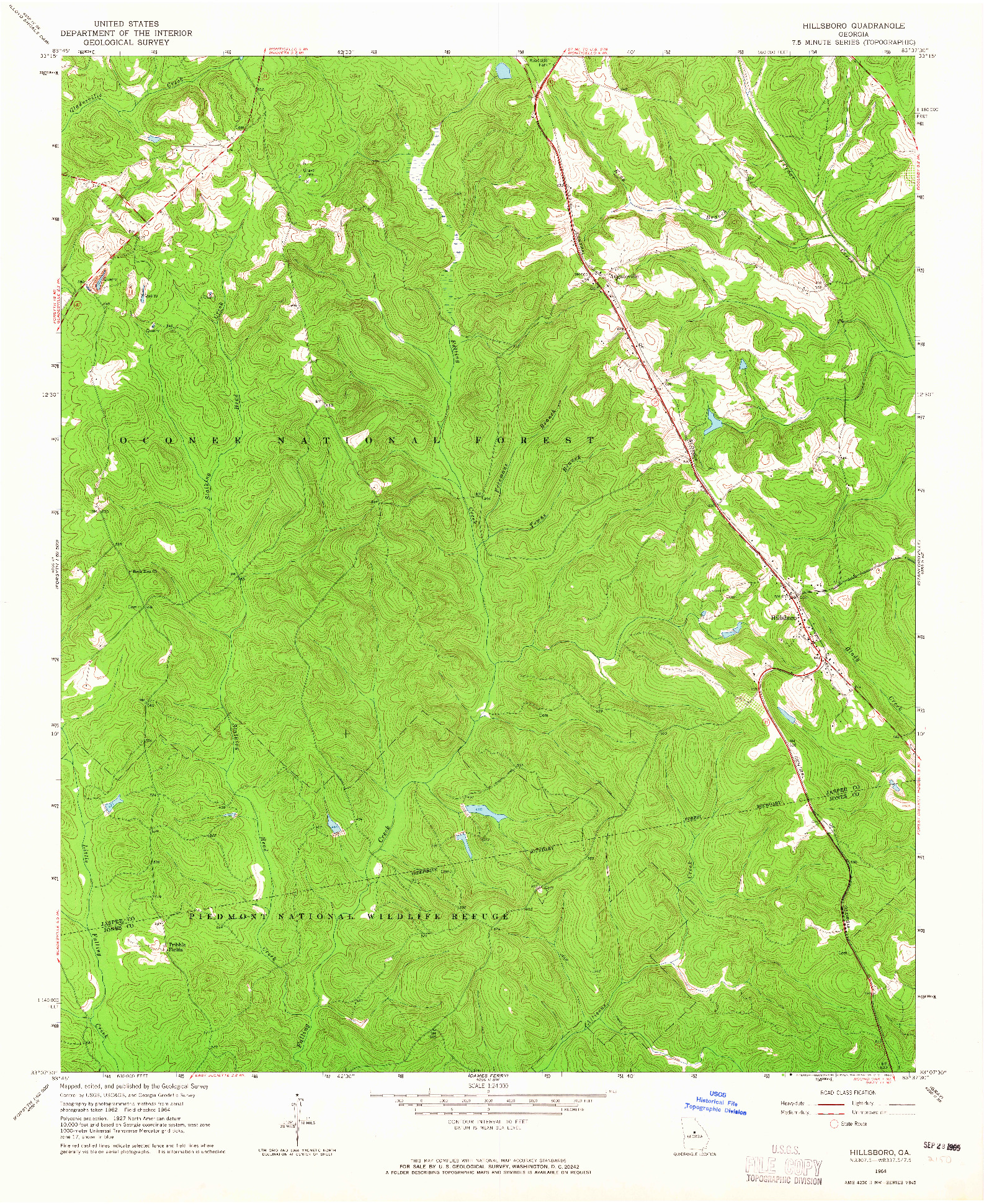 USGS 1:24000-SCALE QUADRANGLE FOR HILLSBORO, GA 1964