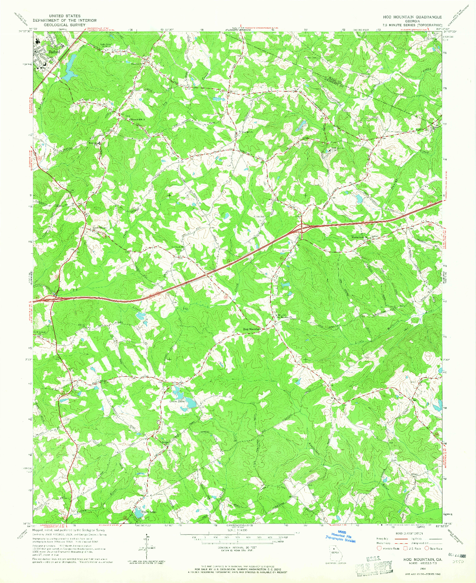 USGS 1:24000-SCALE QUADRANGLE FOR HOG MOUNTAIN, GA 1964